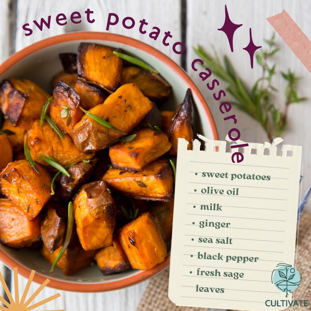 Looking for a way to spruce up sweet potatoes this holiday season? Try this sweet potato casserole dish using local sweet potatoes. 

Ingredients:
5 large sweet potatoes
1 tablespoon extra-virgin olive oil or melted butter, plus more for drizzling
1&