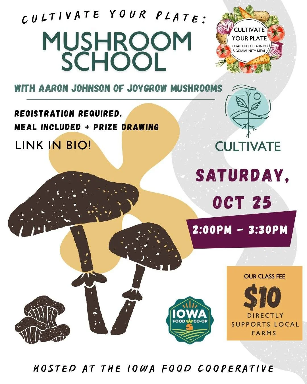 New class announcement 🍄

From dietary health benefits, homeopathic uses, or replacing the rising cost of meat, mushrooms are now one of the most popular produce items on the market. Join us in learning how to properly prepare mushrooms and why they