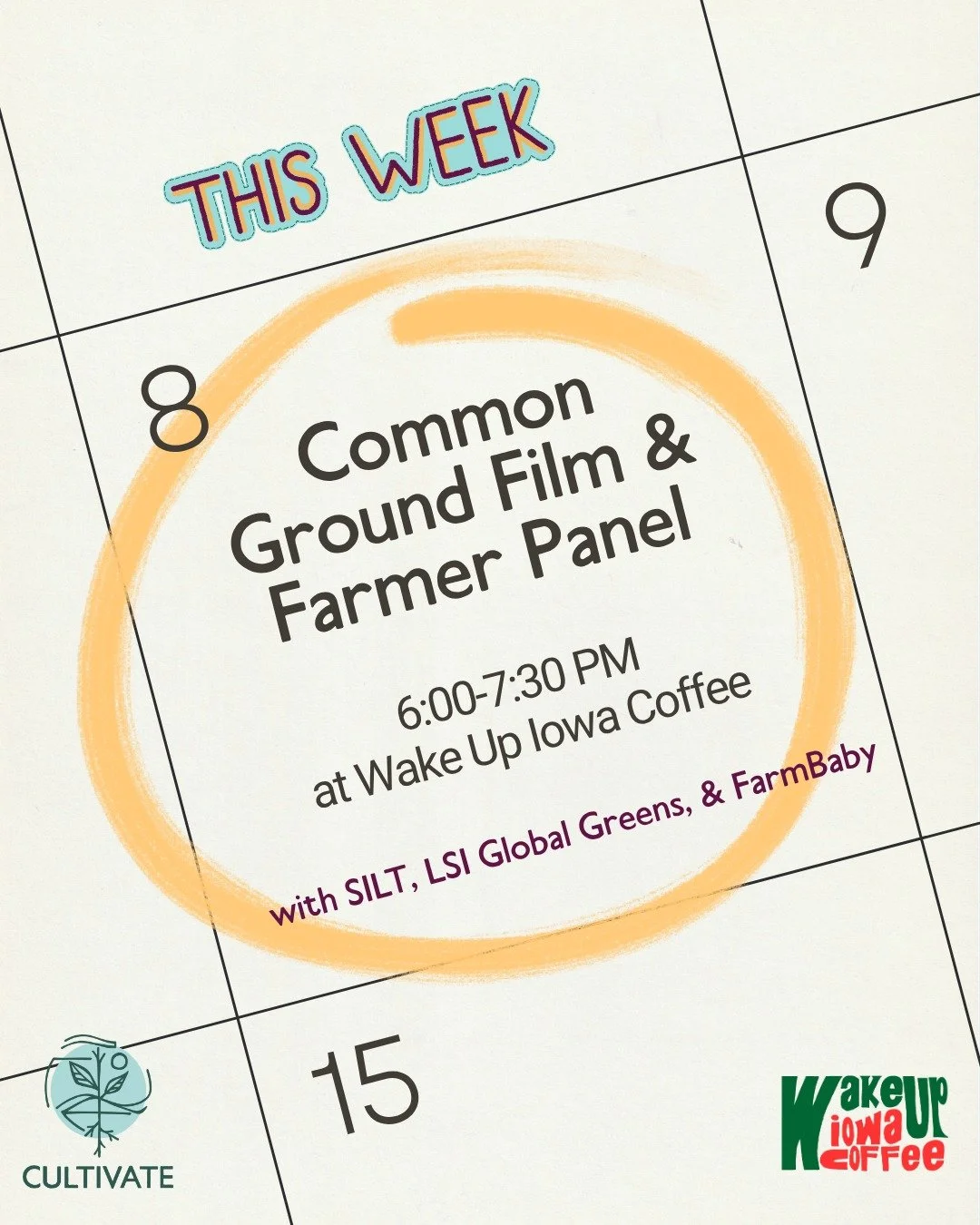This Friday 📣 Grab your tickets now to watch the film Common Ground and hear from our amazing speaker panel. Learn about regenerative agriculture practices and the impact they have on our food system.

Friday, May 8th | 6:00-7:30 
Hosted at Wake Up 