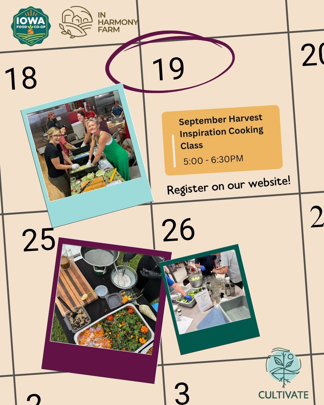 Get your tickets today! There are a few spots left in our September Harvest Inspiration cooking class available 👩&zwj;🍳 Learn how to make the most of the local food that's in season, including tips and techniques for flavoring dishes in unique ways