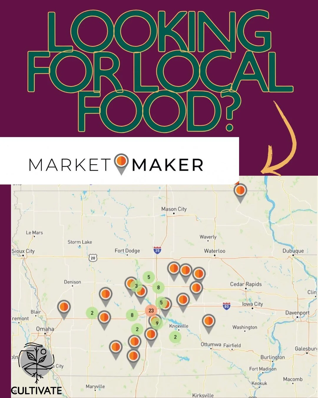 Exciting news! We have a new resource on our website to easily find local food. Through Market Maker, you can find producers near you, CSA boxes, farmers markets, and farms to visit all on one site🥕🍏 Visit the Find Local Food page on our website to