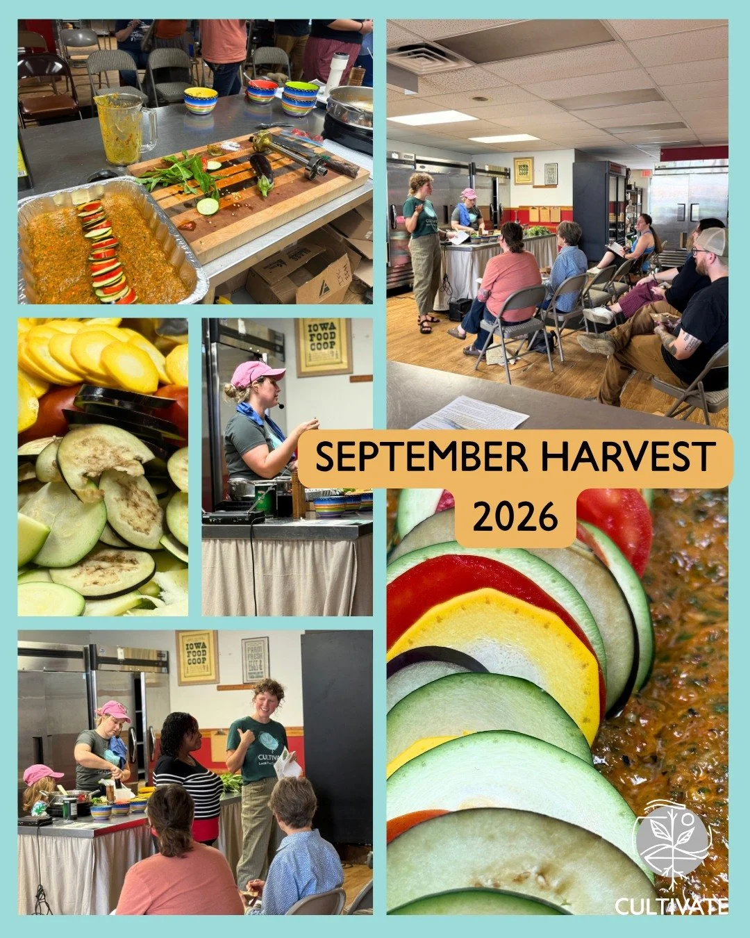 THANK YOU to everyone who came to our most recent Cultivate Your Plate cooking class! September Harvest was all about using what is abundant during this time of year 🍅🍆🧅 We made a beautiful ratatouille, learned how to best prepare these vegetables