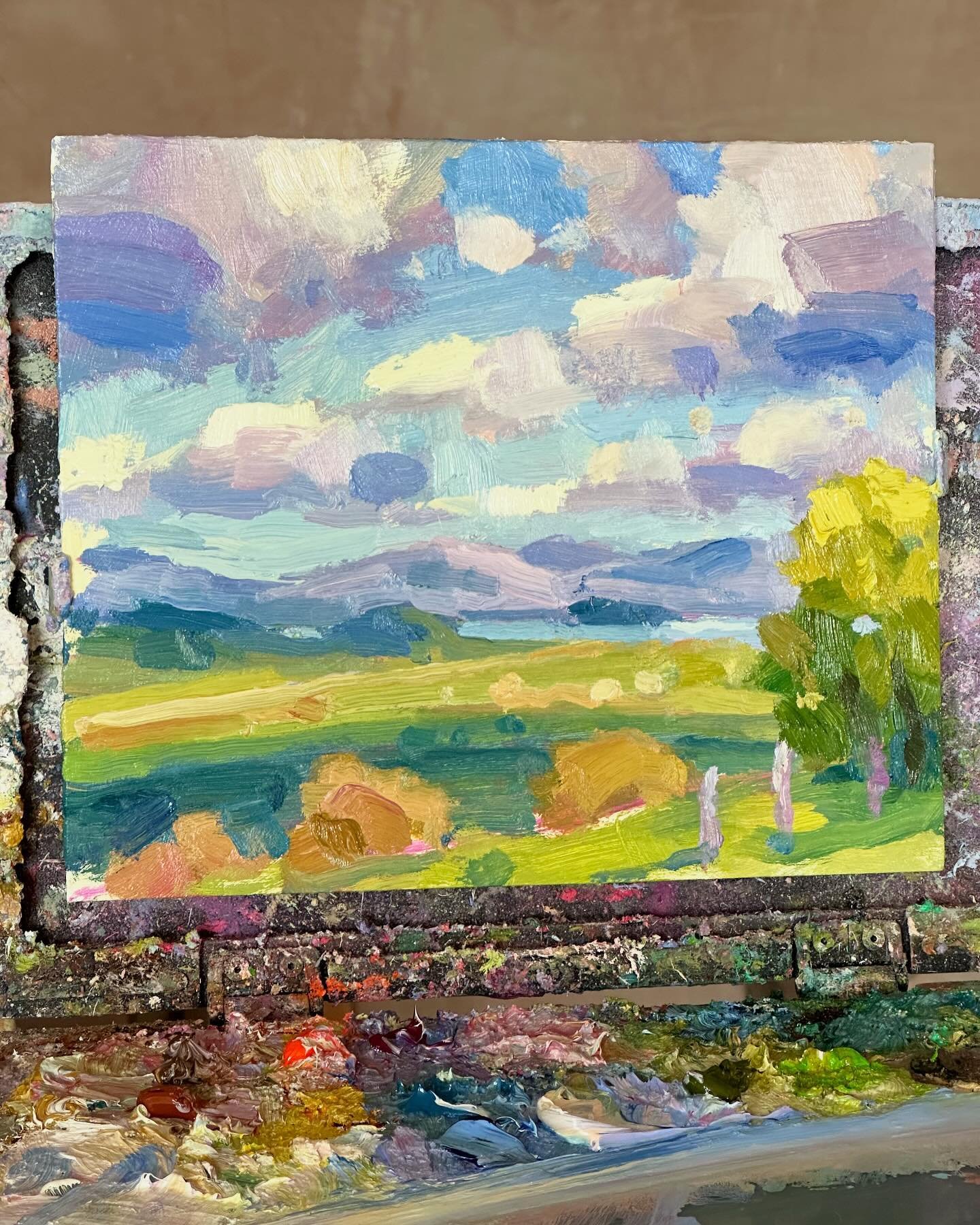 Back from Snowdonia with huge vistas and big clouds drifting through my head at night. Had to give this view another paint, using my plein air painting as ref just mixing up the colours and light a bit. Want to make this BIG next. 

Next stop: Devon 