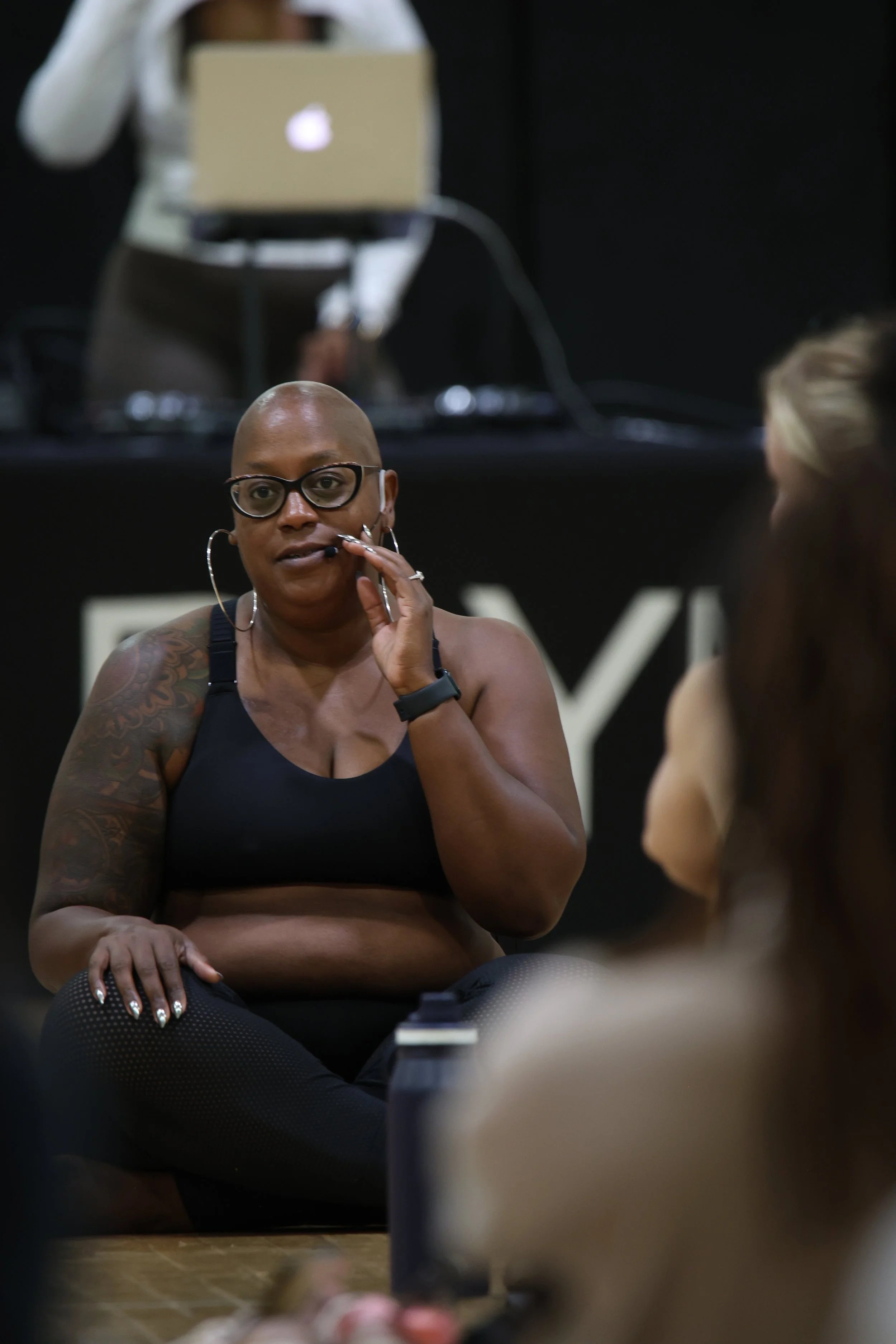 Black Prana teaching close-up