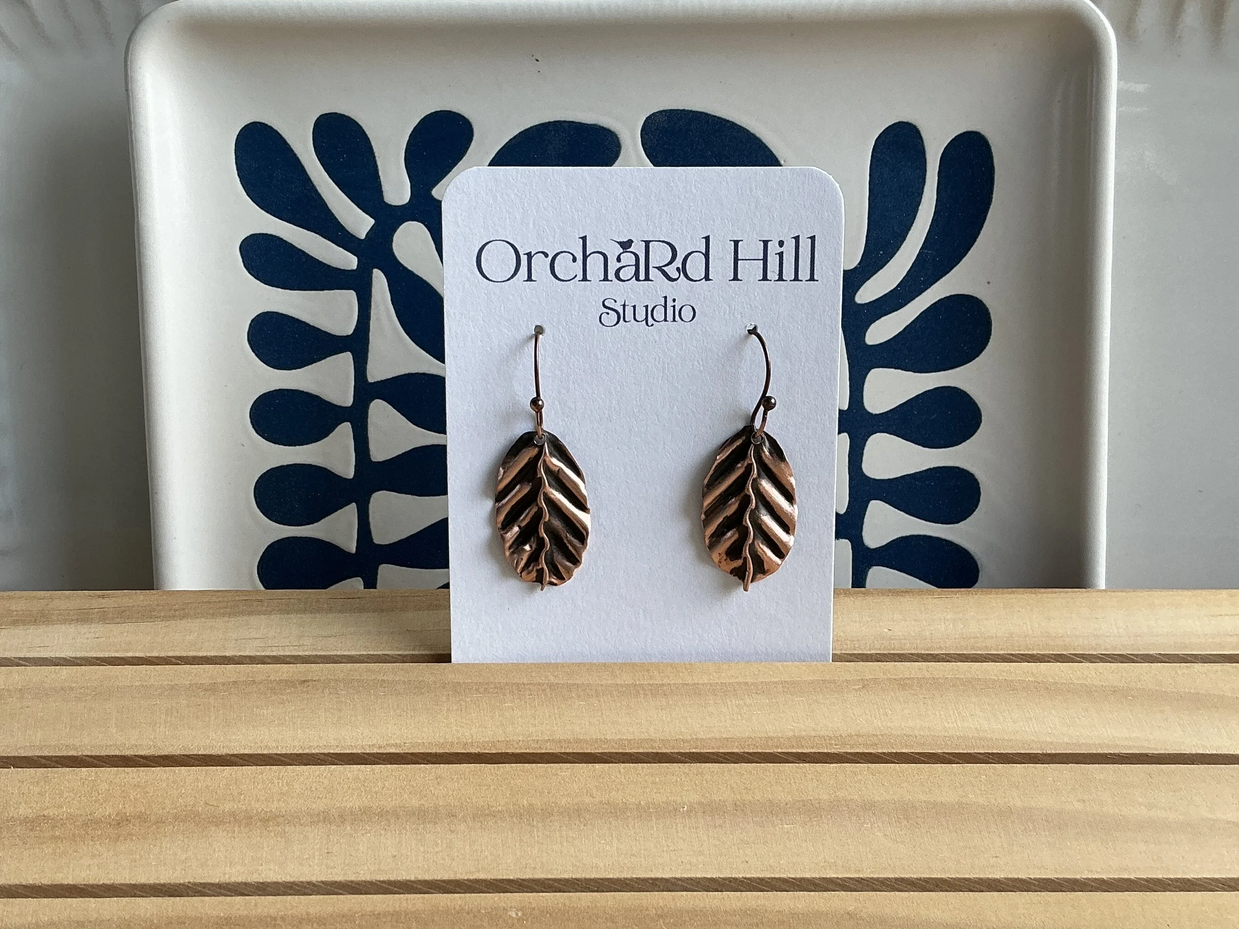 Fold form leaf earrings