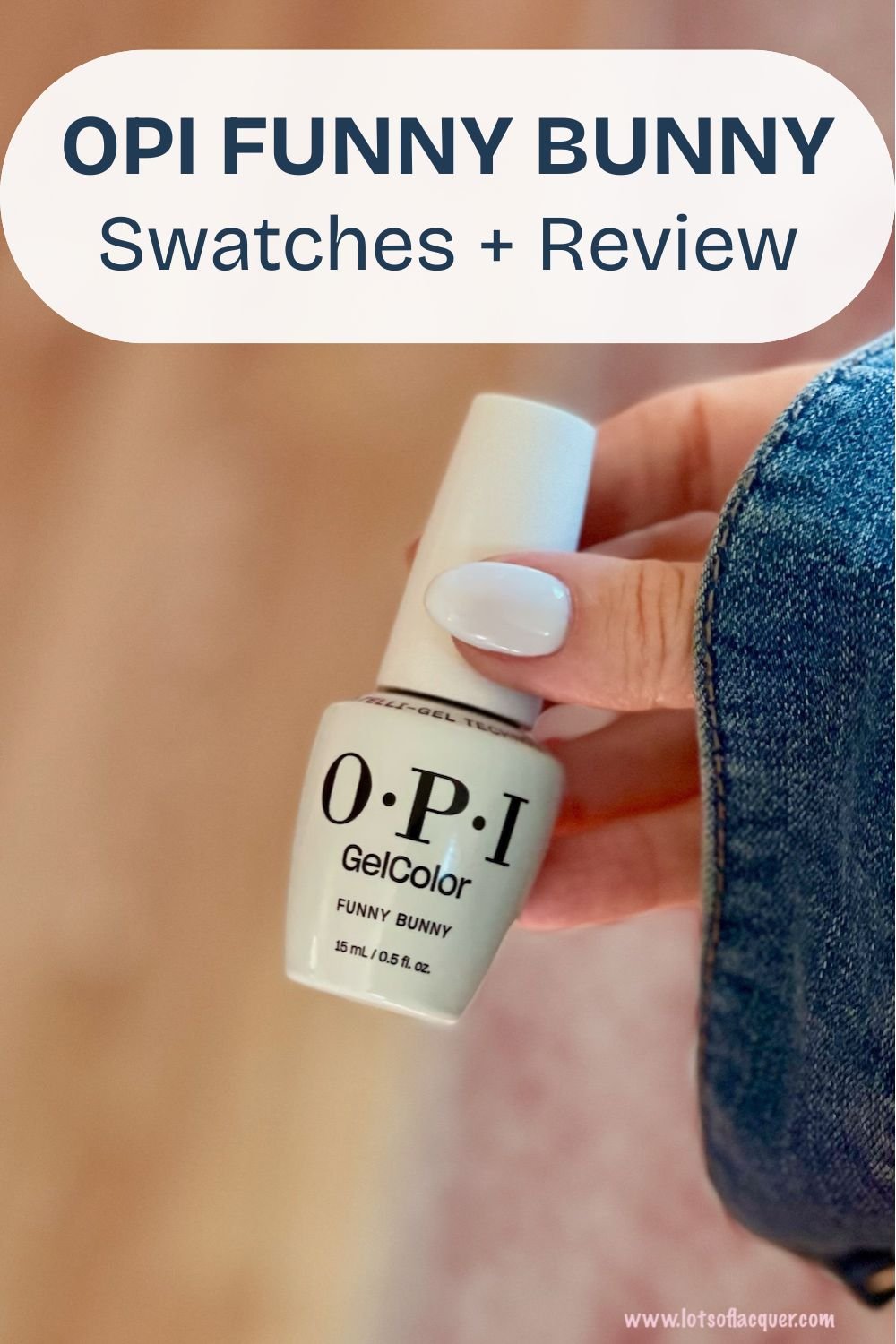 Shade gifted by Beyond Polish | Milky White Gel Polish thumb swatch on medium almond nails - OPI Funny Bunny Swatches and Review
