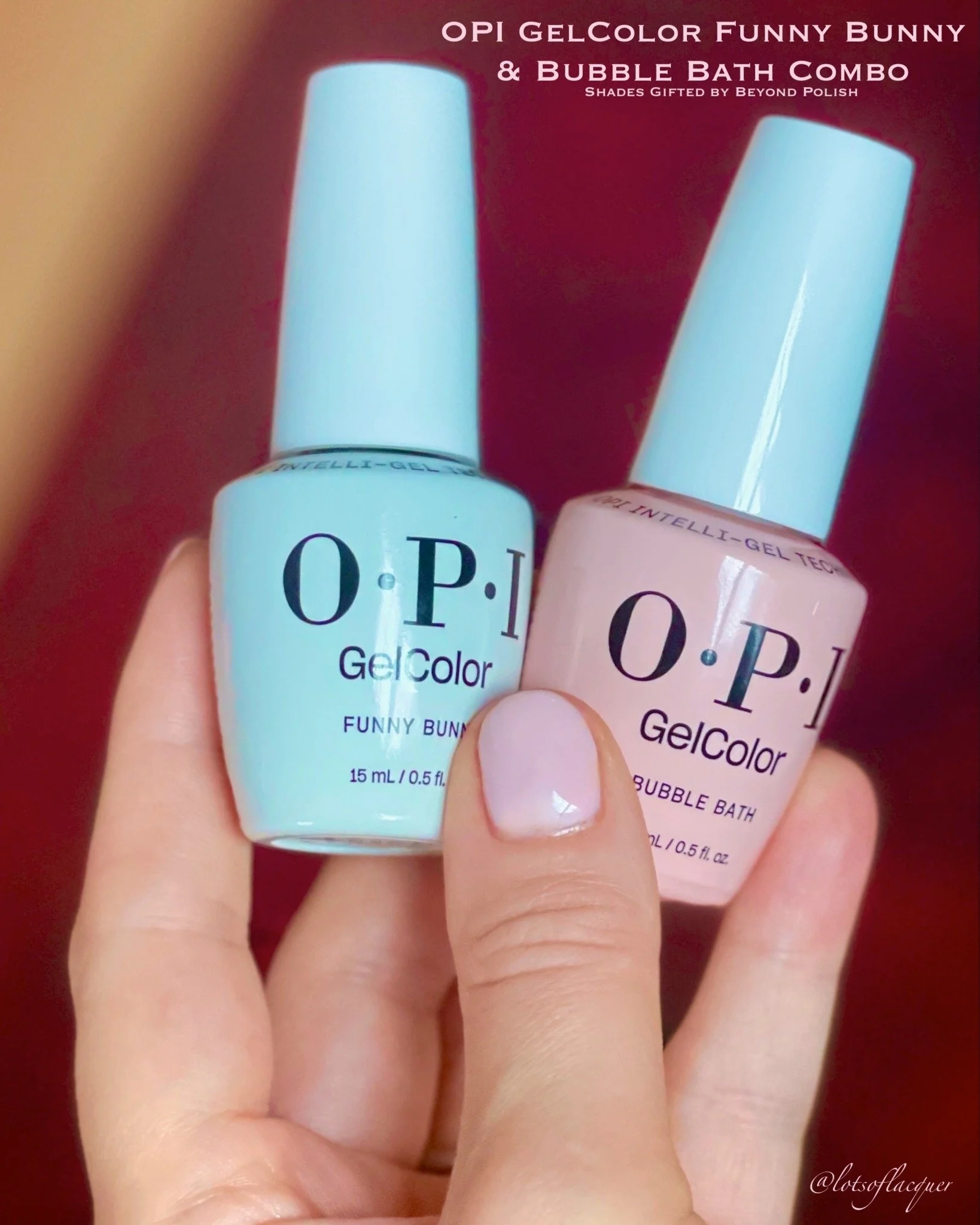 Gifted by @beyondpolish 🐰🛀 Say hello to the dreamiest rosewater pink manicure - the @opi GelColor Funny Bunny + Bubble Bath combo. This was my first time trying the gel version of this viral reader-favorite, and WOW&hellip; this soft, cloud-pink gl
