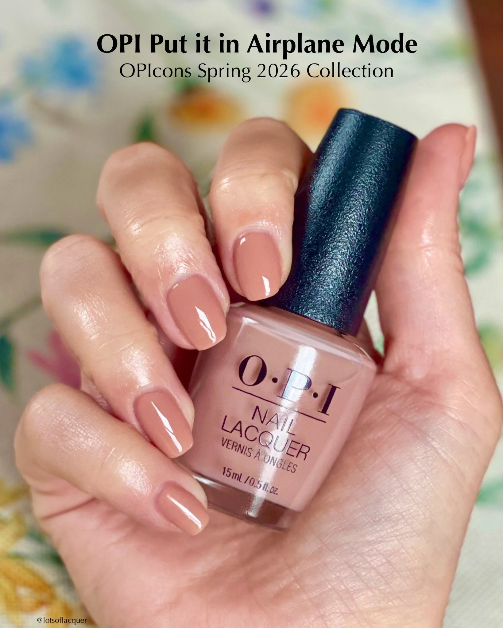 Gifted by @beyondpolish | @opi Put it in Airplane Mode 🤎 ✈ is from the NEW Spring 2026 OPIcons Collection. Shown in 2 coats, this is a remix of #OPIPutitinNeutral. It pulls much more neutral, is more opaque and has very little, if any, pink mauve to