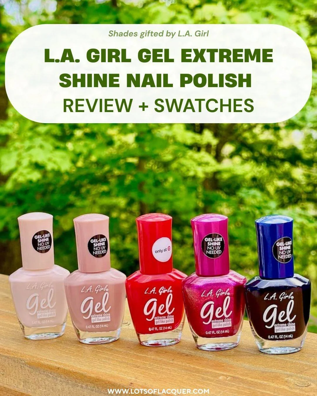 Gifted &hearts; by @lagirlcosmetics NEW Polishes ✨ Affordable. Gel-like shine. Quick-drying formula. No UV needed.

▶ Visit the blog for an L.A. Girl Gel Extreme Shine nail polish review with swatches of 5 new spring shades:
https://www.lotsoflacquer