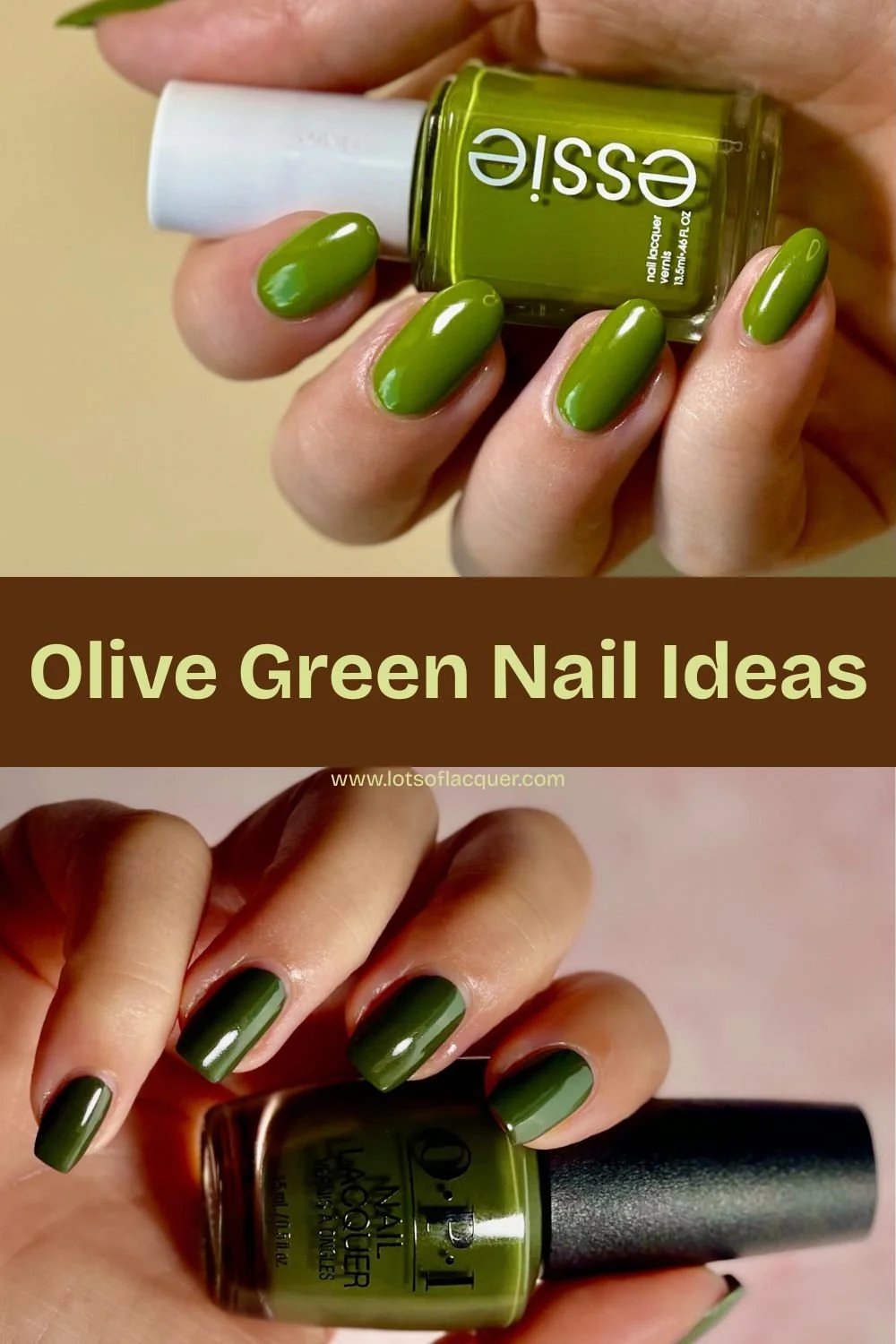 Olive Green Nail Ideas over olive green swatches