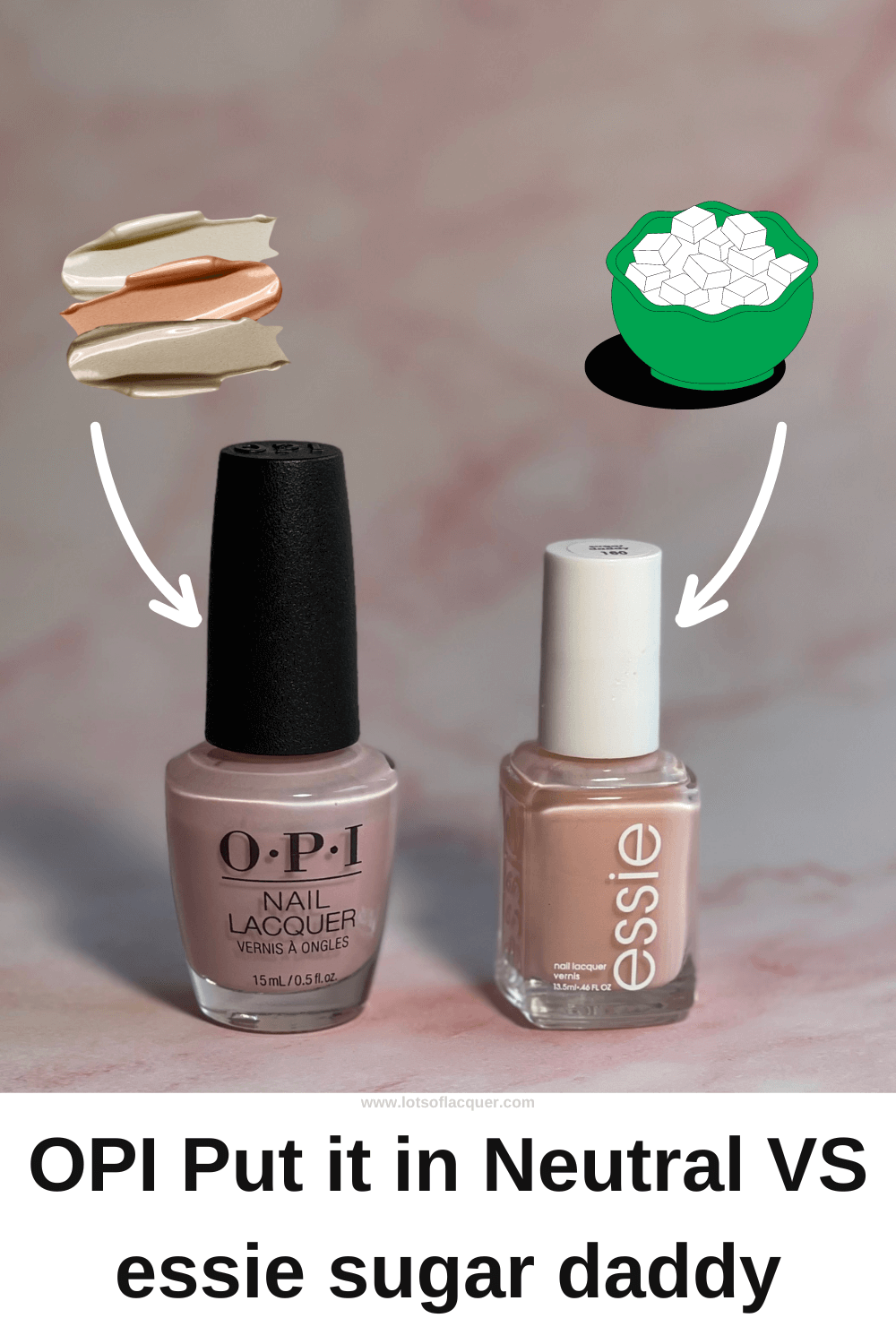 OPI Put it in Neutral vs essie sugar daddy — Lots of Lacquer