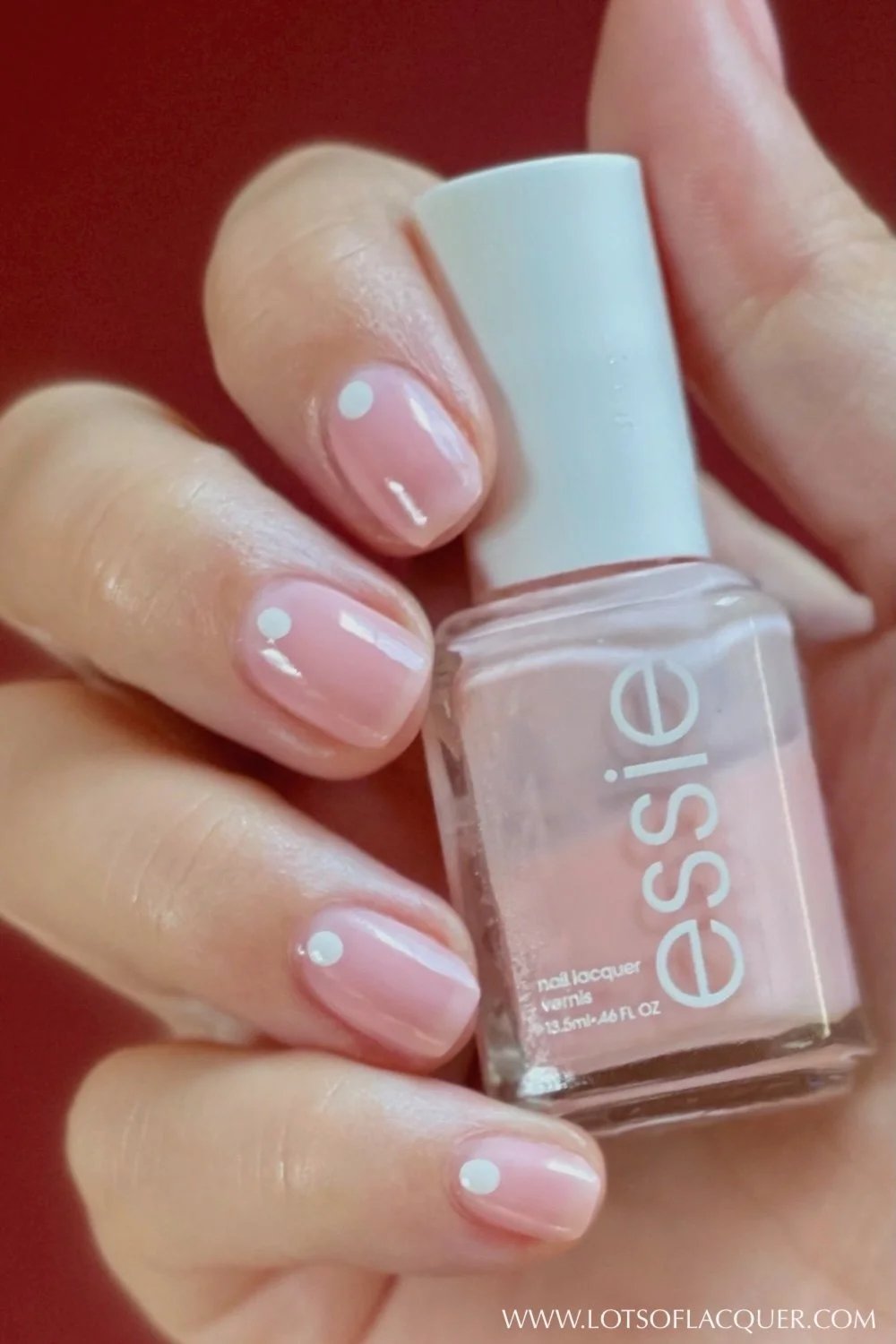 pink and white dot manicure - easy diy nail design -