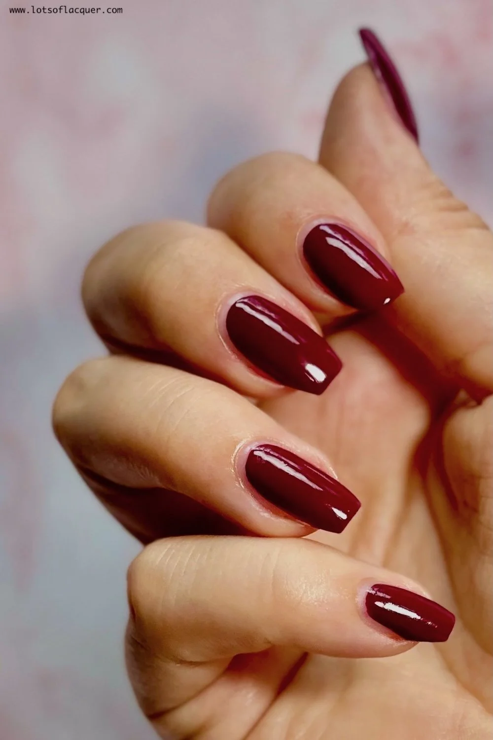 Essie Nailed It Swatch, a black cherry red nail color