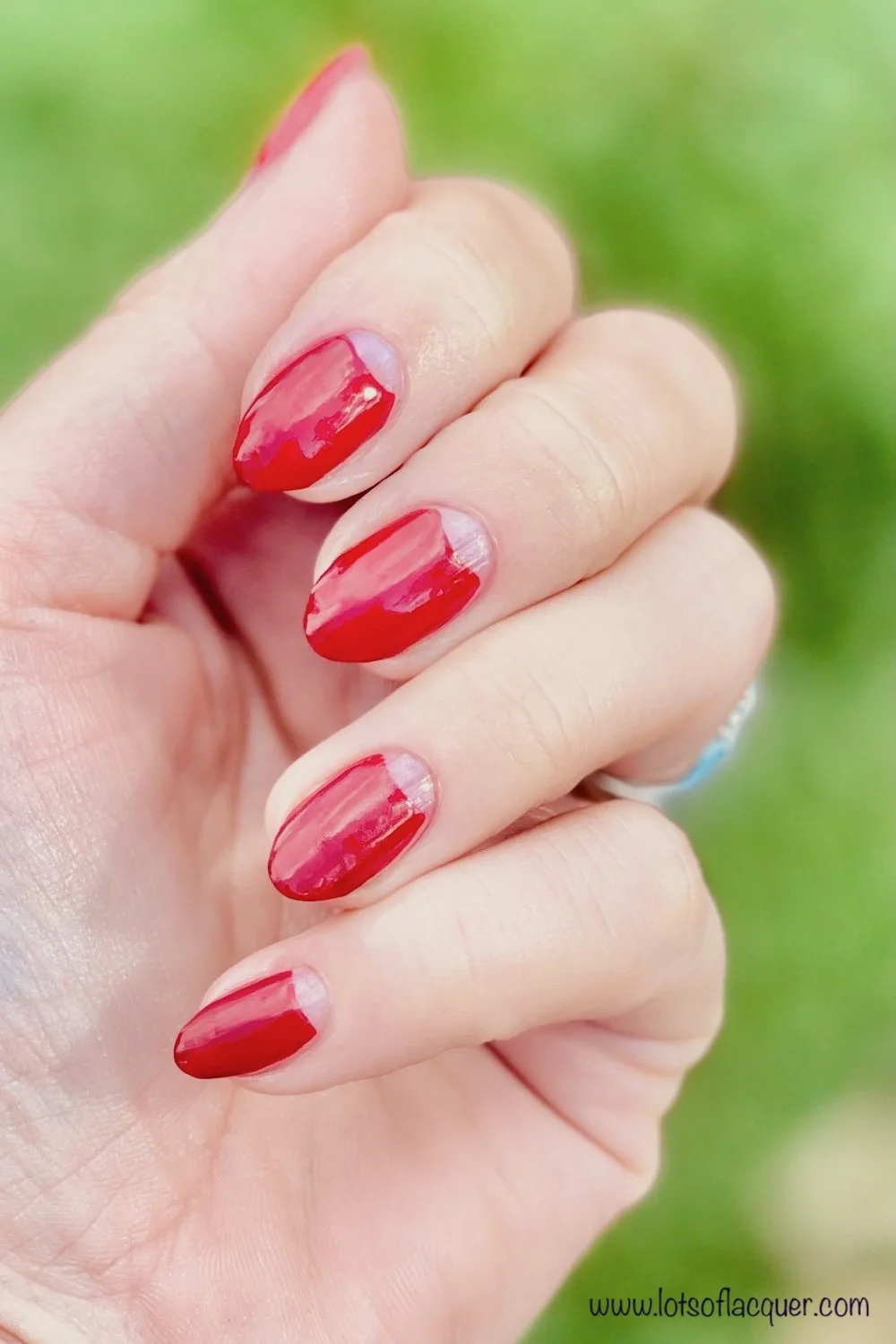 Red Half Moon Manicure