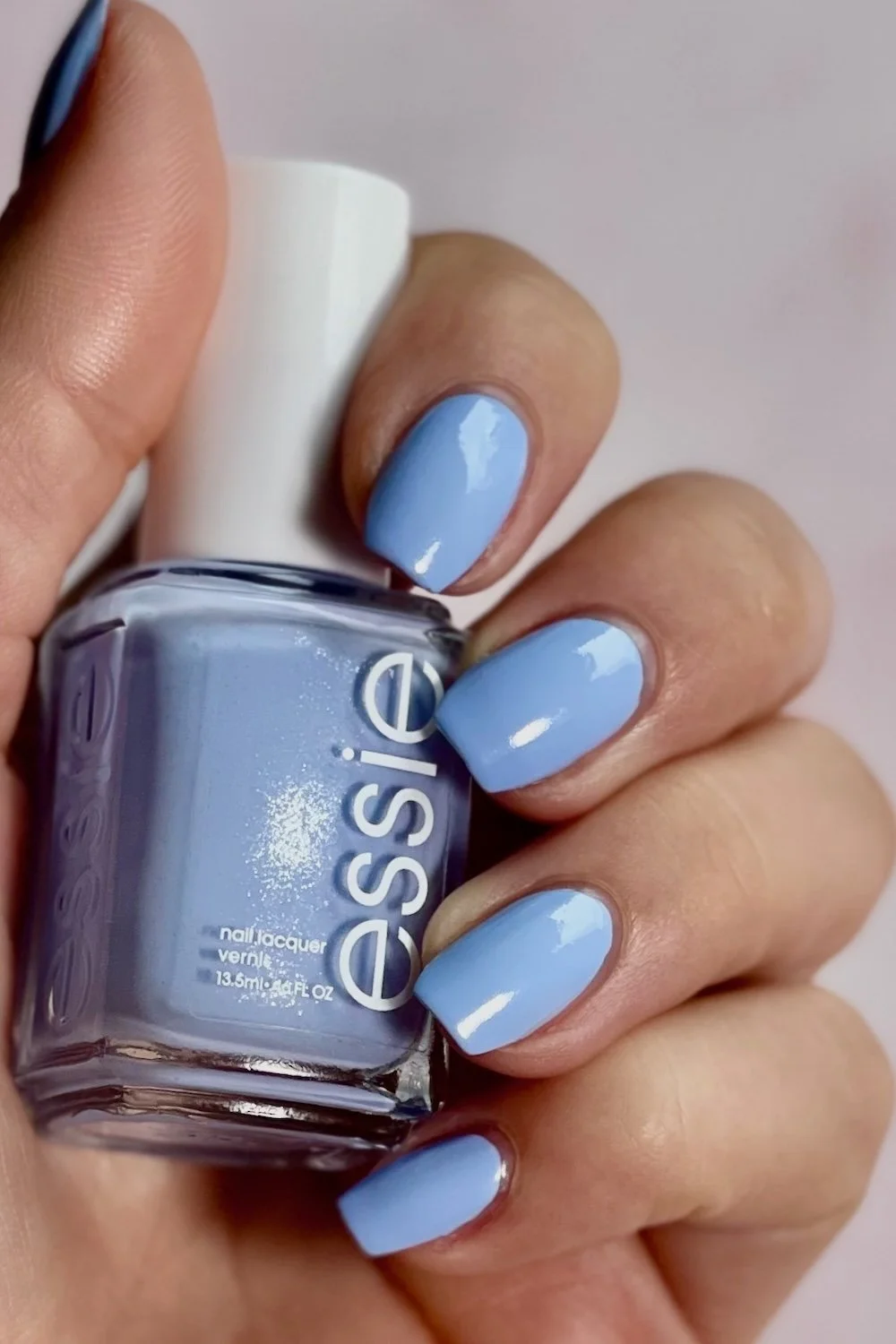 essie bikini so teeny swatch - light cornflower blue nail color