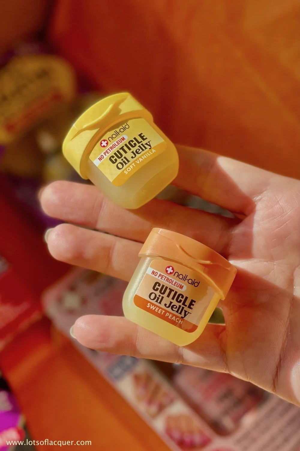 Gifted by Nail-Aid - 2 cuticle oil jelly containers in Soft Vanilla and Sweet Peach