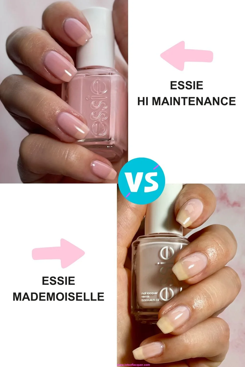 Essie Ballet Slippers Vs Mademoiselle