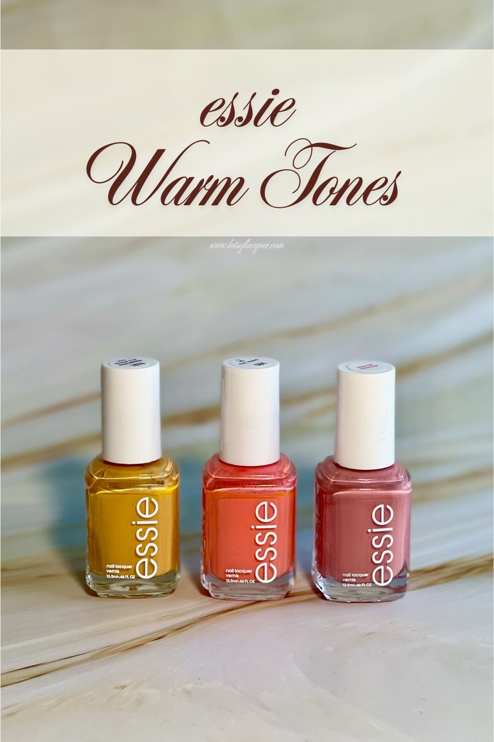 essie warm tones text overlay 3 essie sunset themed colors