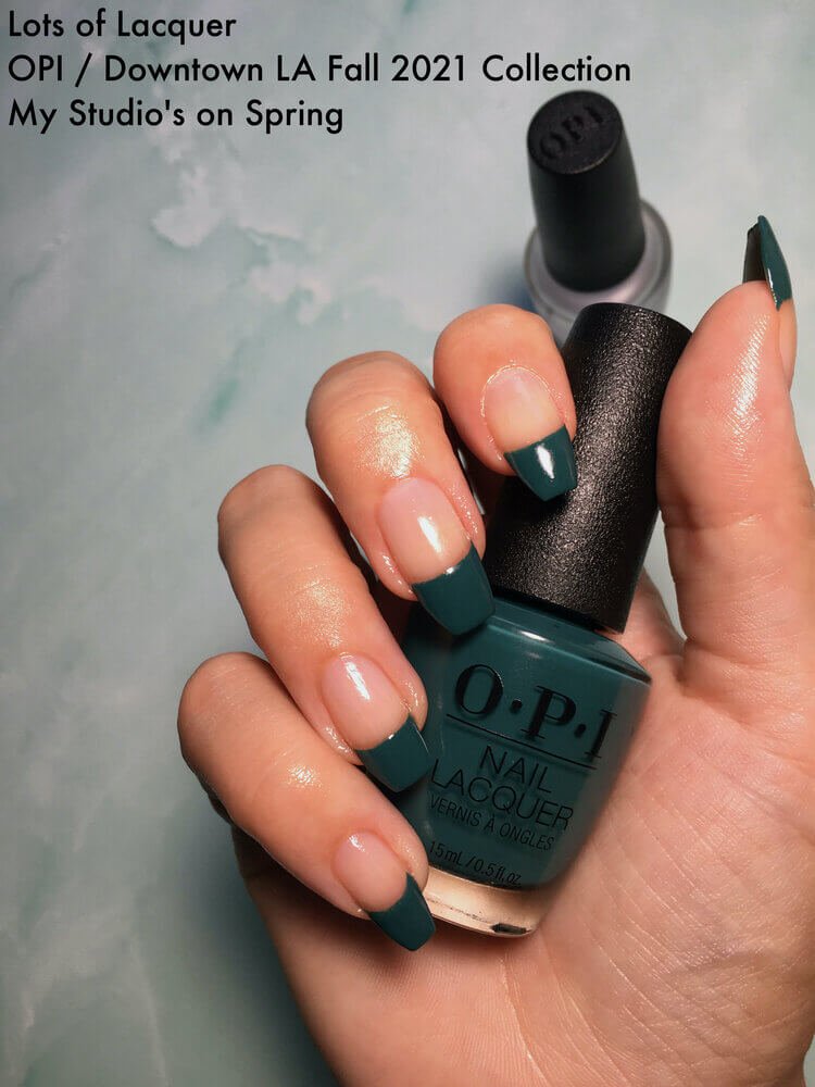 40 Beautiful Nail Design Ideas To Wear In Fall : Matte Teal Fall Nails with  gold accents