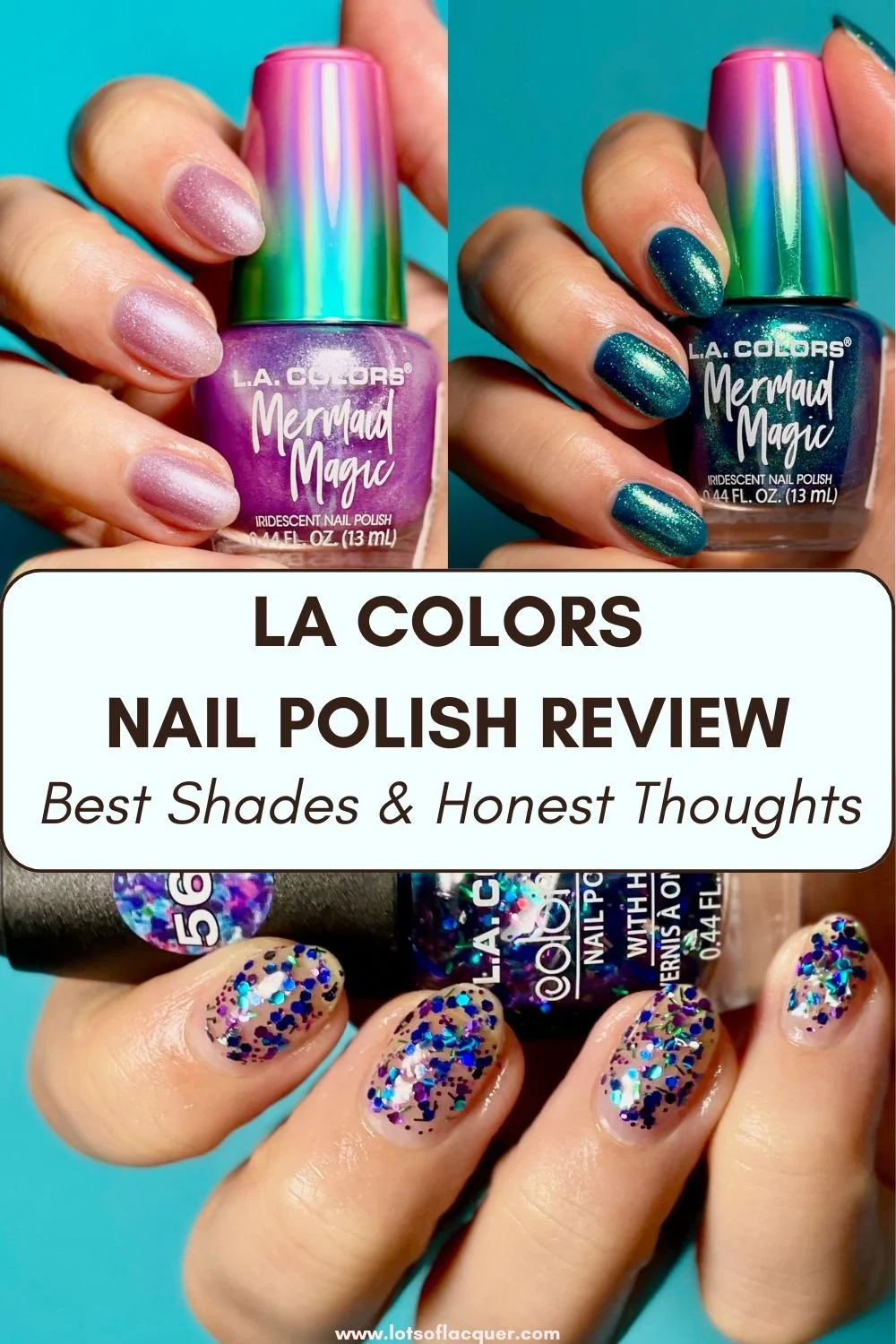 LA COLORS Nail Polish Review — Best Shades & Honest Thoughts over 3 LA Colors sparkly swatches