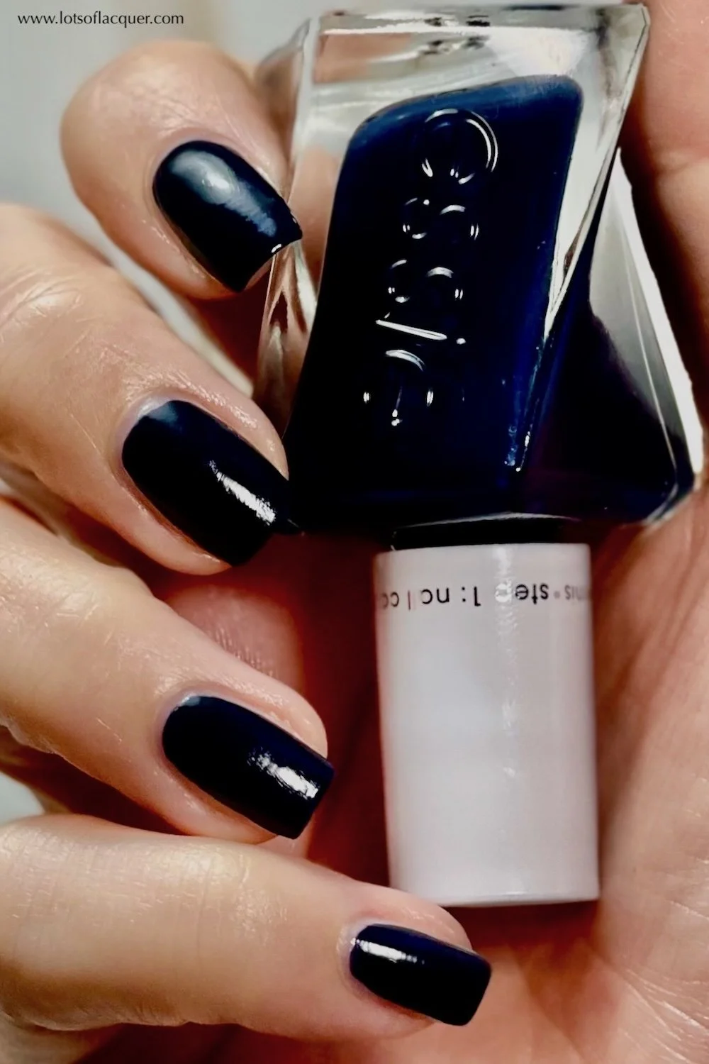 Gel by Essie Caviar Bar swatch - long lasting navy blue nails