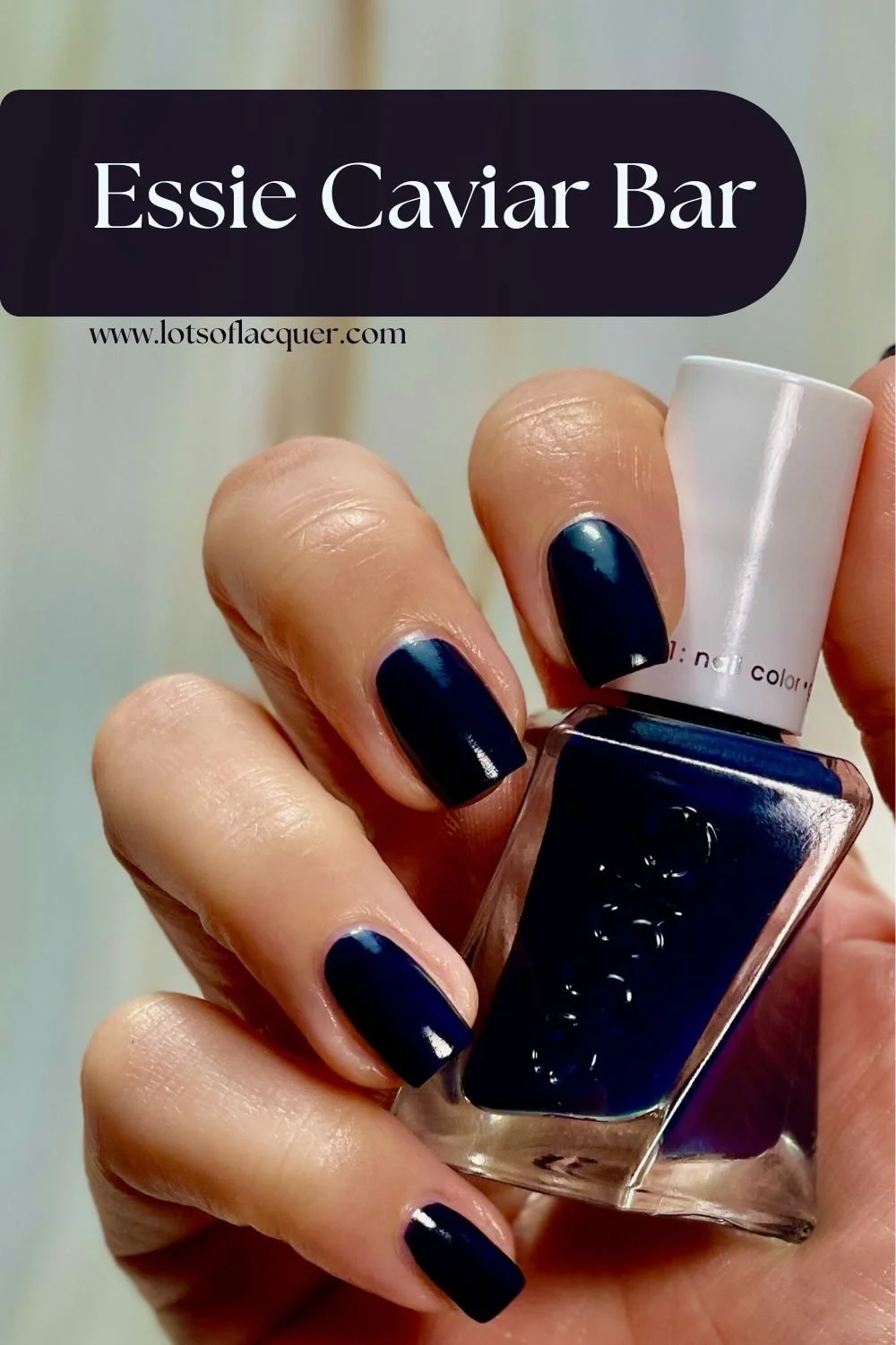 Gel by Essie Caviar Bar swatch - long lasting navy blue nails