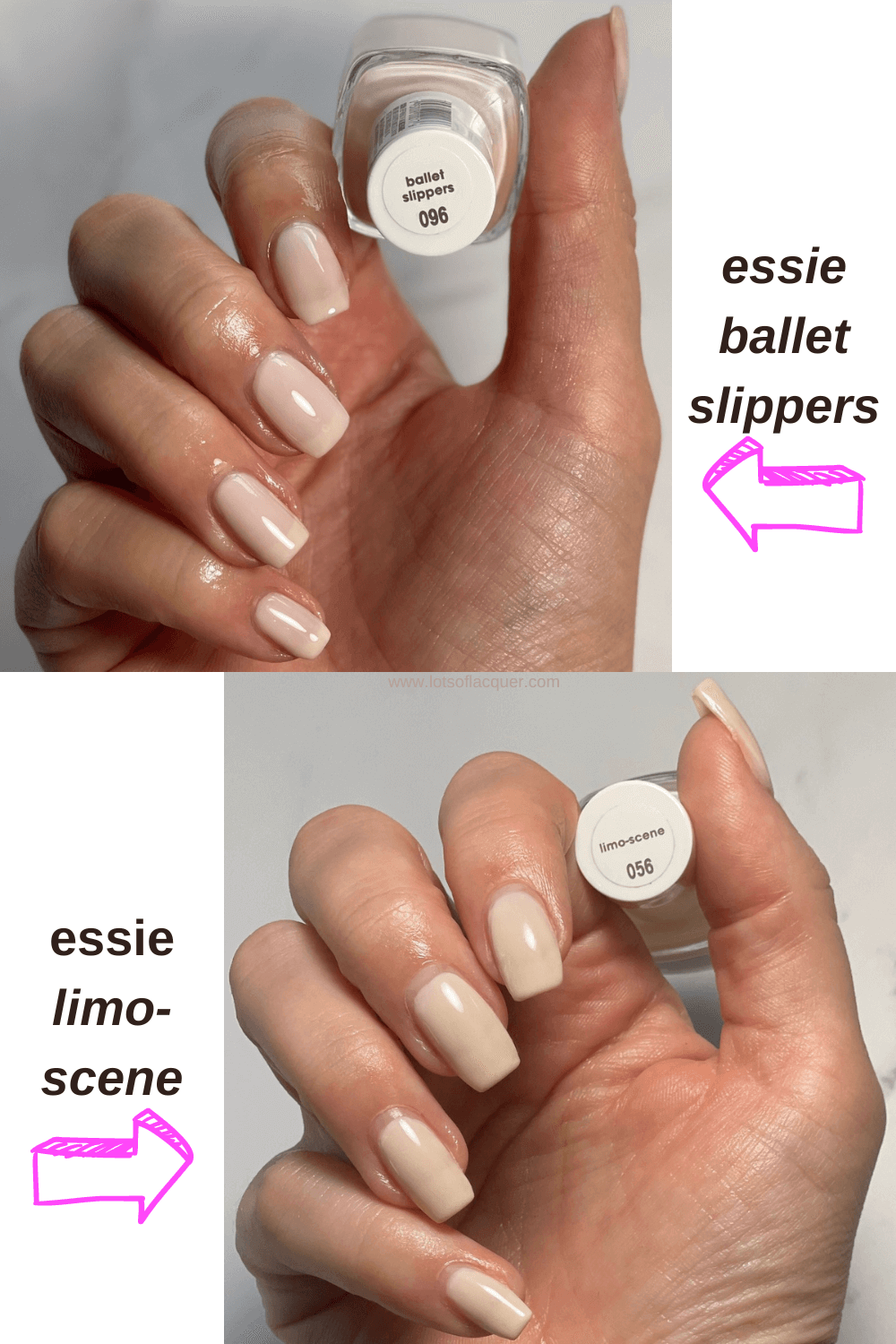essie ballet slippers VS limoscene — Lots of Lacquer