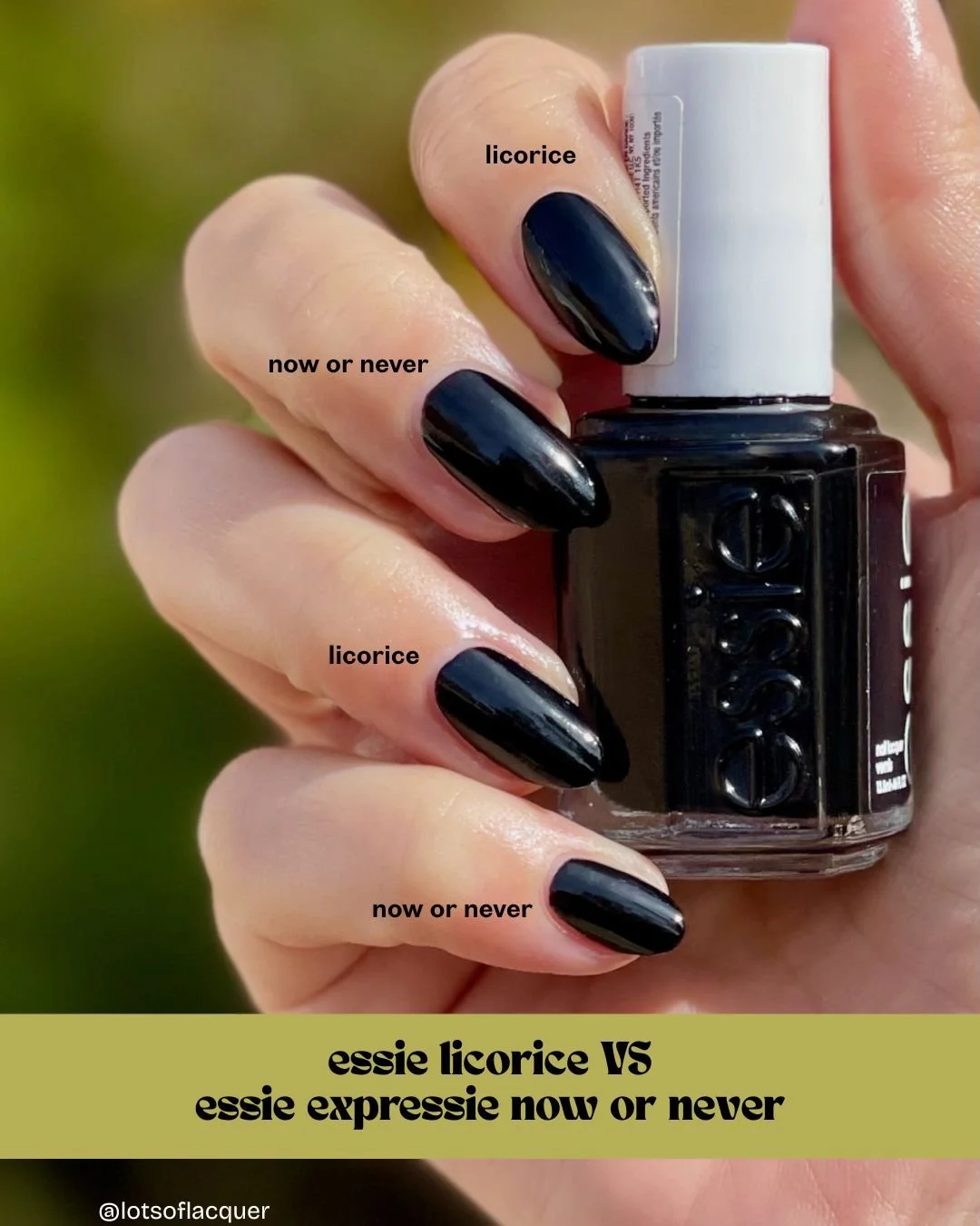 essie licorice vs now or never alternating fingers