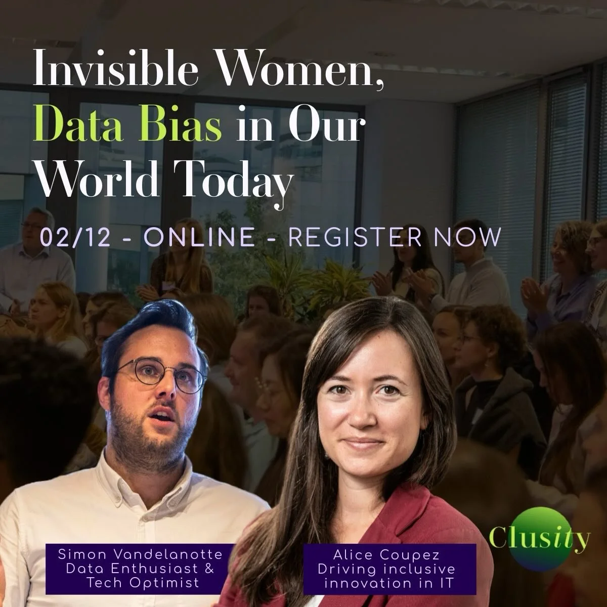 Have you ever noticed how the world seems designed for men? 👀
 
Join Alice Coupez and Simon Vandelanotte for Invisible Women: Data Bias in Our World Today. If you want to have a better understanding of how data bias heavily affects our judgment and 