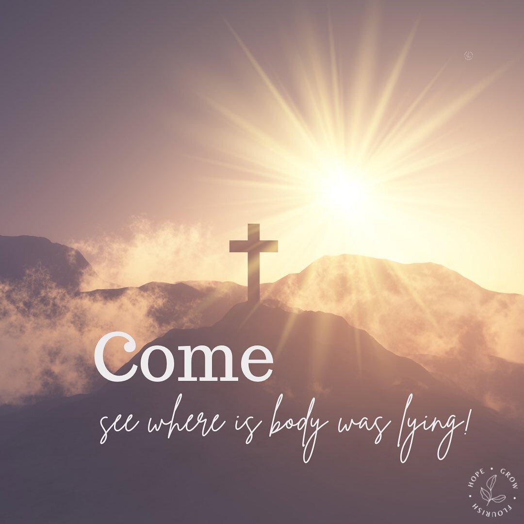 Come, see where his body was lying!
He is Risen!
&nbsp;
Do you know what this means for you?
&nbsp;
It means you have
His Authority.
His Purpose.
His Presence.
&nbsp;
Jesus said: &ldquo;I have been given complete authority in heaven and on earth.&rdq
