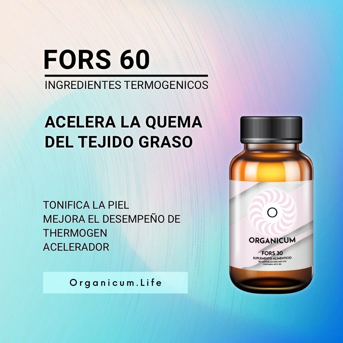   Fors   Acelera la quema de grasa corporal que realiza Thermogen, es su complemento ideal ya que mejora su eficiencia para eliminar una mayor cantidad de grasa y lograr reducir peso en un periodo de tiempo menor. 