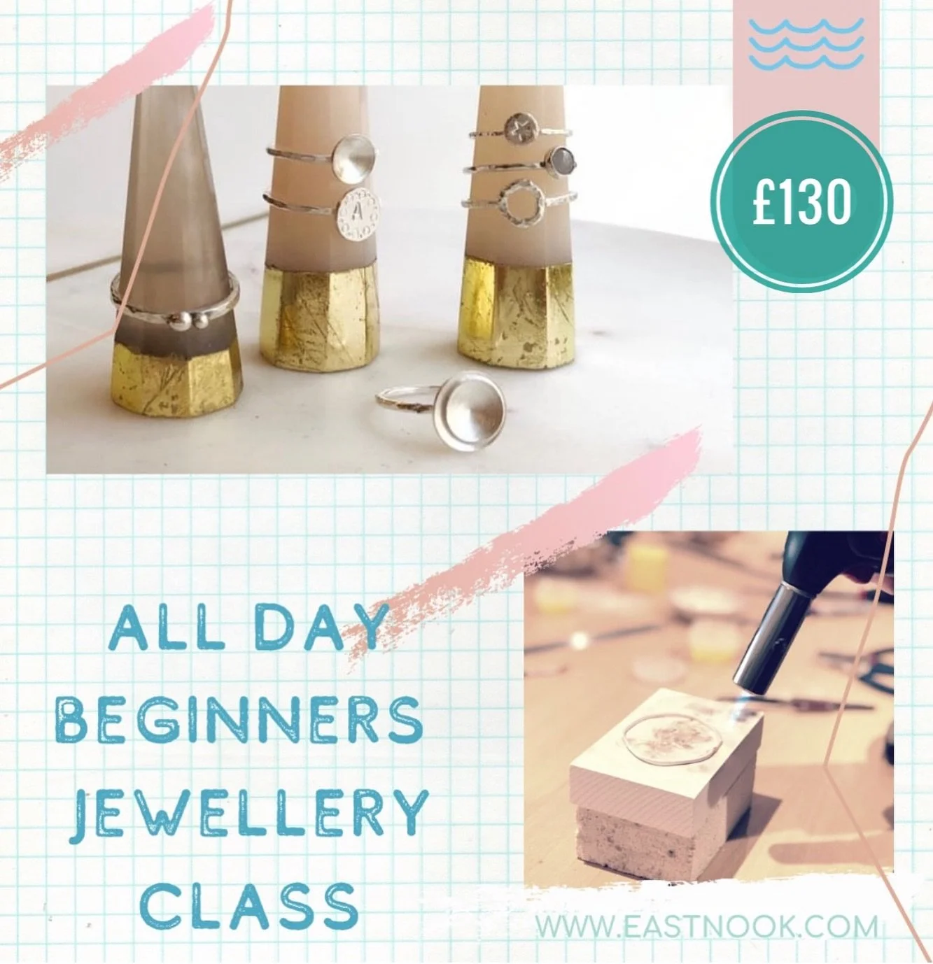 We have space in our All Day Beginners Silver Jewellery workshop this coming Saturday, 9 November.
Come along and learn how to make silver jewellery from scratch and leave with finished pieces ready to wear away.
A fun, educational and sociable class