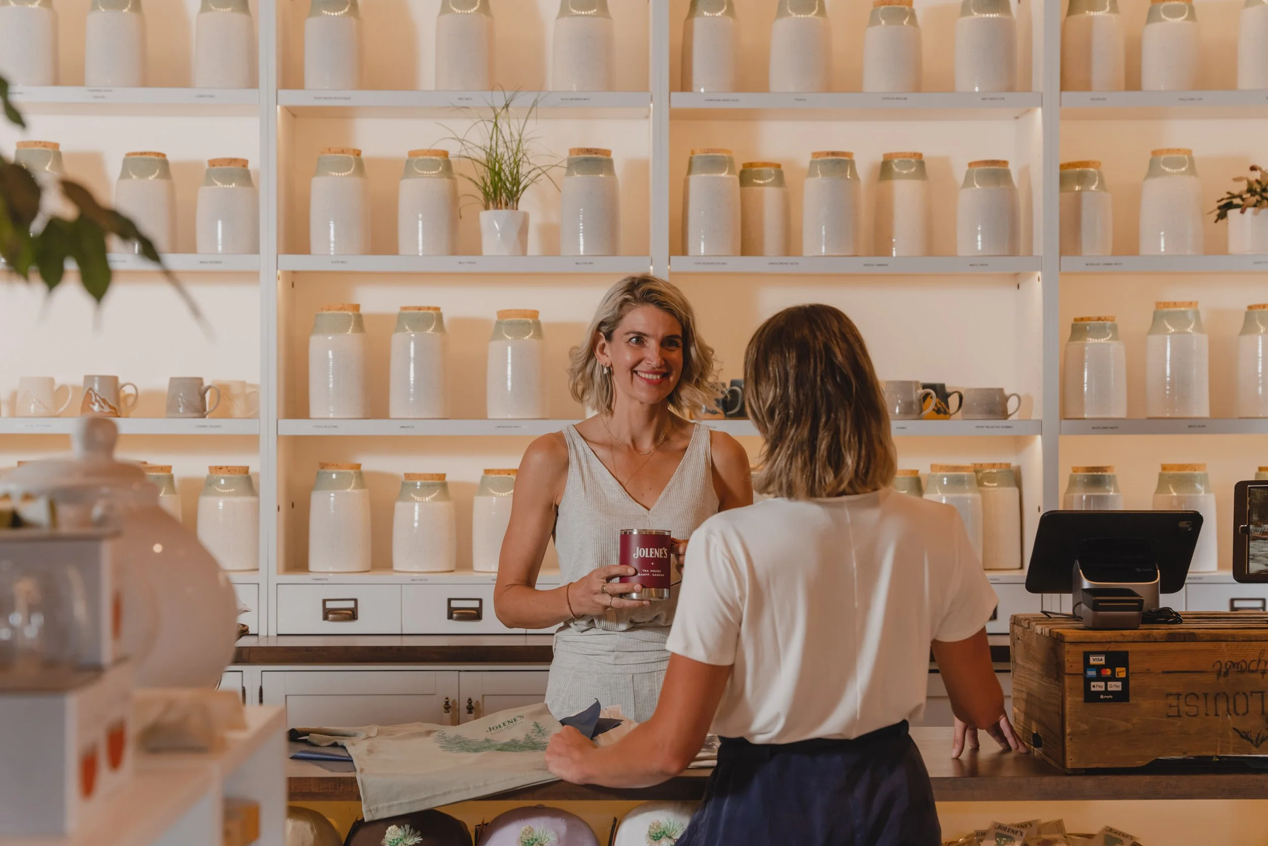 100 custom wheel-thrown Tea Canisters made for a Tea Shop in Banff National Park