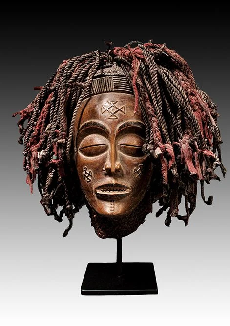 Exceptional Chokwe mask danced a boy's initiation camps.  www.intriguegallery.com