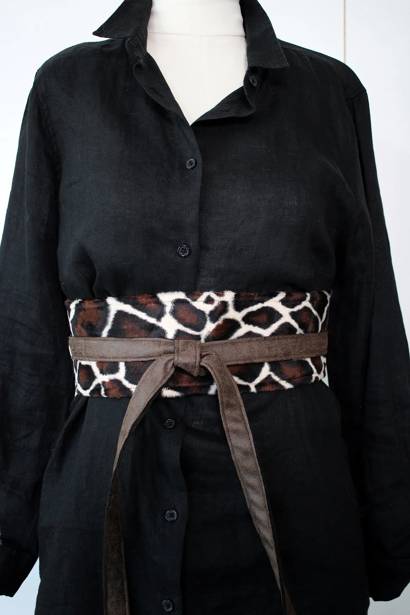 Obi Giraffe Faux Fur & Leather Belt