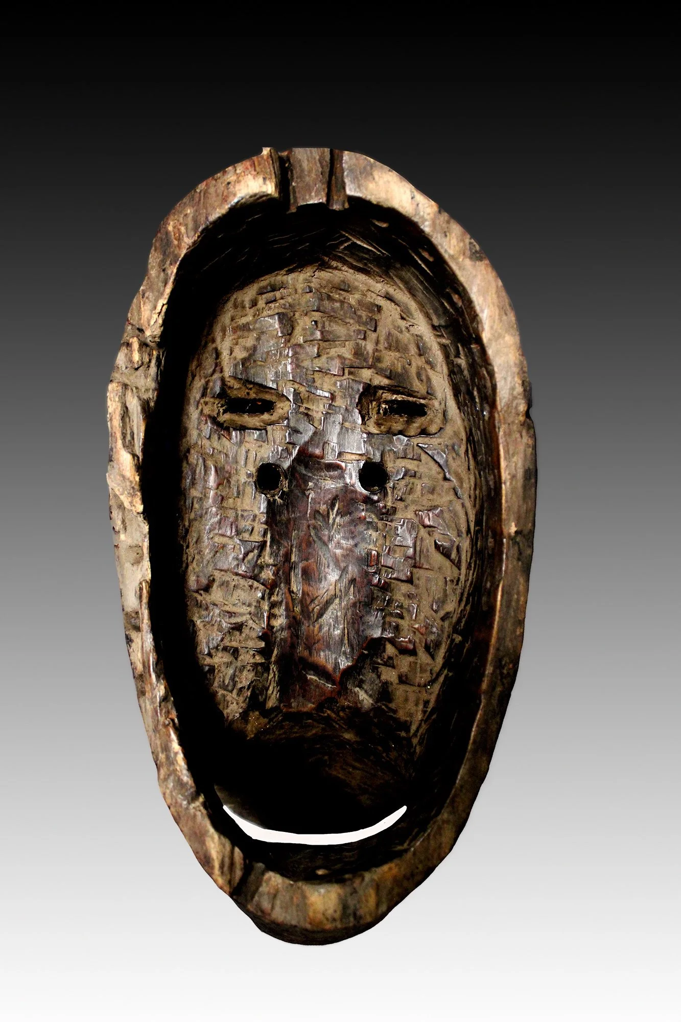 Kran mask, back view, Liberia with rich patina.  www.intriguegallery.com