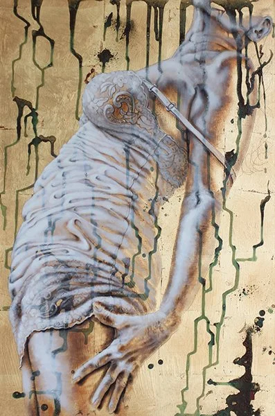 Original gold metal leaf paintings by Pamela Frankel Fiedler.  www.intriguegallery.com