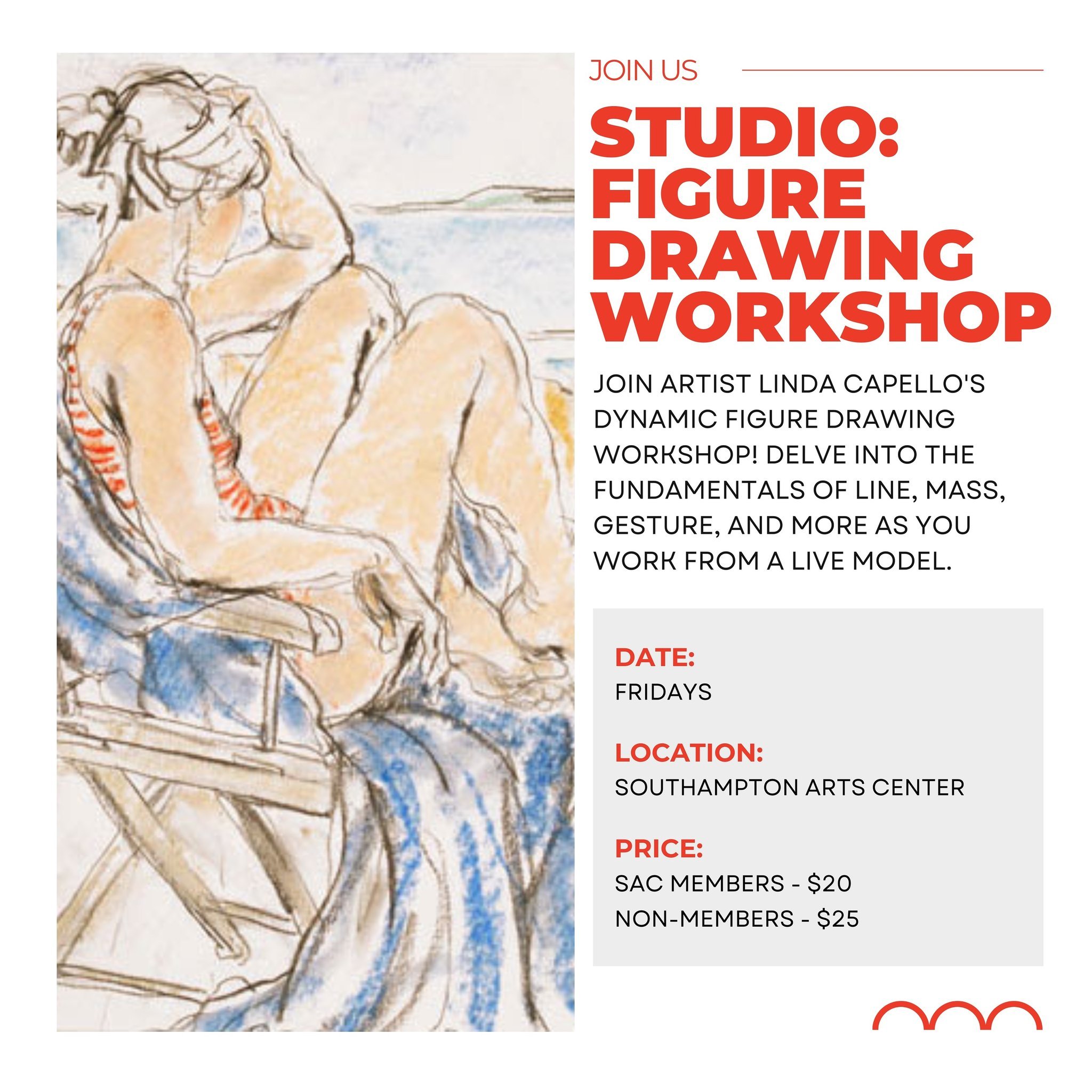 Unleash your creativity on Fridays at our Studio: Figure Drawing Workshop! 

Join artist Linda Capello as she guides you through the art of figure drawing, exploring techniques of line, mass, gesture, and more. From short poses to one captivating lon