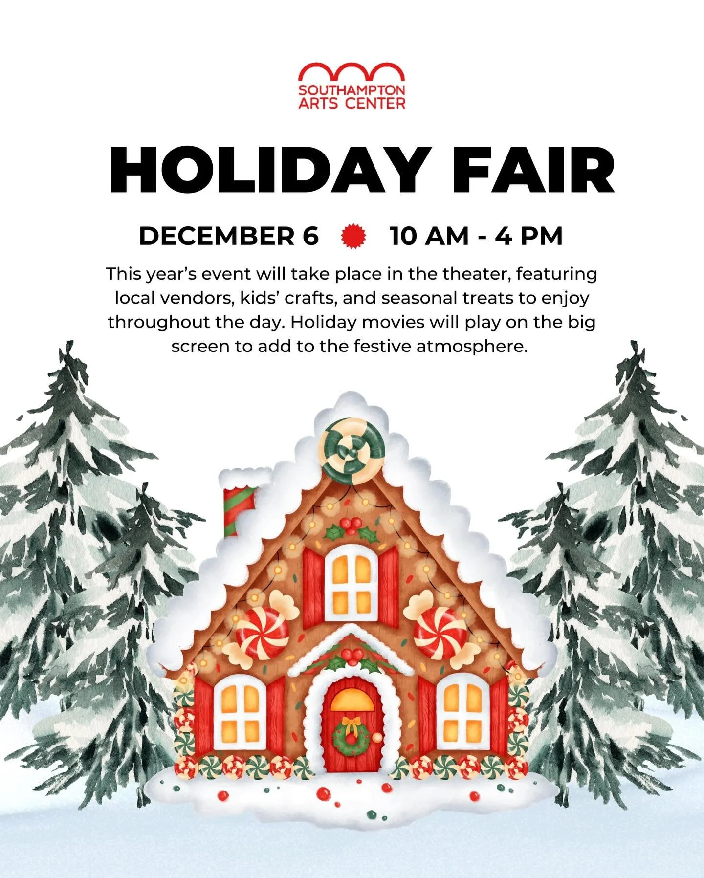 Get into the festive spirit at our Holiday Fair on Saturday, December 6 from 10 AM&ndash;4 PM at Southampton Arts Center! 🎄✨ Spend the day shopping unique gifts, meeting local makers, and enjoying seasonal cheer all in one place.

Featuring a wonder