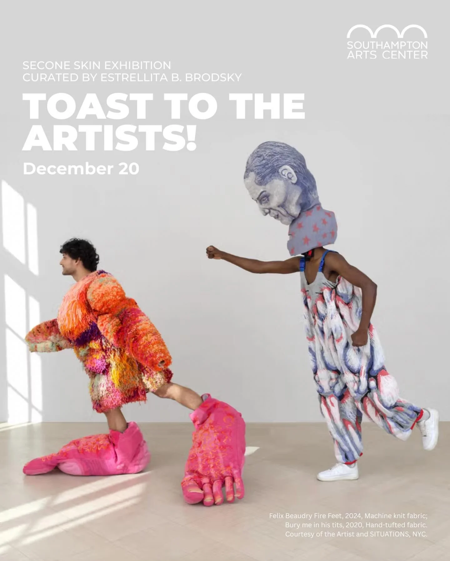 Second Skin, curated by Estrellita B. Brodsky, comes alive for a special Toast to the Artists on Saturday, December 20! 

Enjoy a live Fashion Interventions performance by Gabriela Galv&aacute;n from 12&ndash;5 PM, where worn garments are transformed