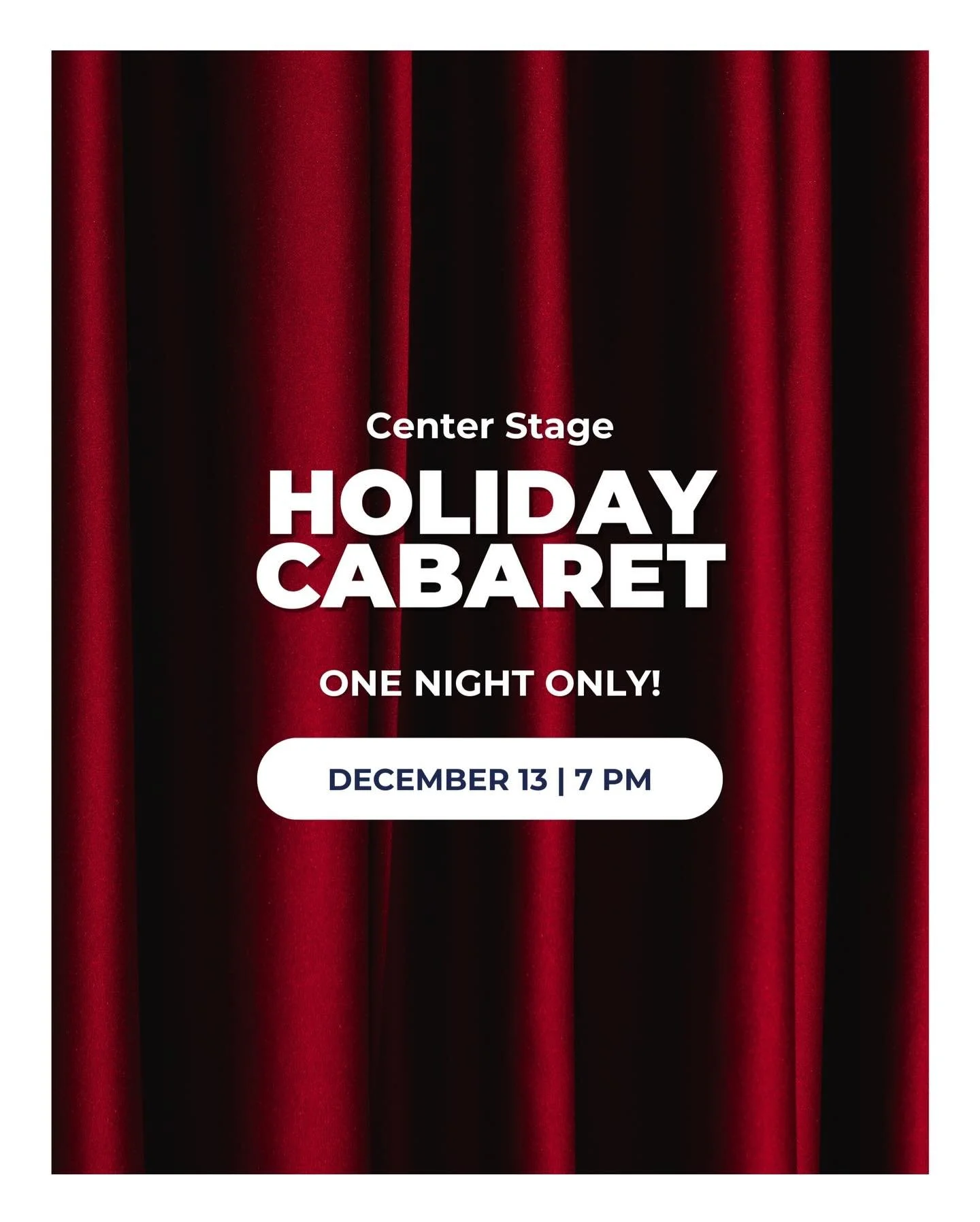 This weekend, experience Center Stage: Holiday Cabaret at SAC for one night only.&nbsp;&nbsp;✨

Join us on Saturday, December 13 at 7:00 PM for an evening of song and storytelling featuring Southampton&rsquo;s finest performers, blending Broadway fav