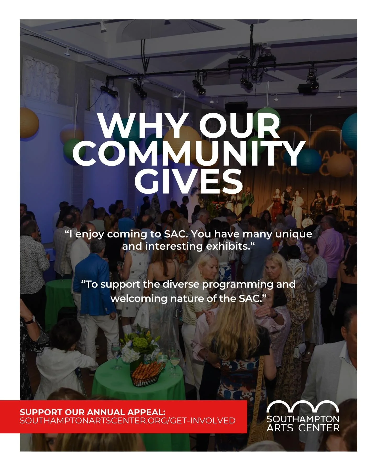 These words from our community capture why our Annual Appeal matters. Your support helps sustain the diverse programming, exhibitions, performances, and educational opportunities that make SAC a welcoming space for all. 

Please consider making a 100