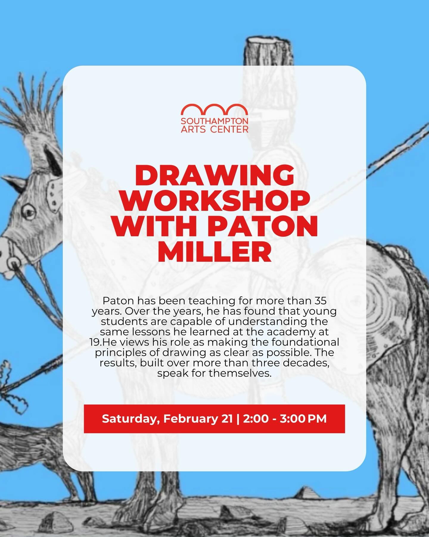 Join us on Saturday, February 21, from 2:00 to 3:00 PM for a special Kids Drawing Workshop with Paton Miller! ✍️

An artist, educator, and curator of East End Collected, Paton brings more than 35 years of teaching experience and focuses on making the