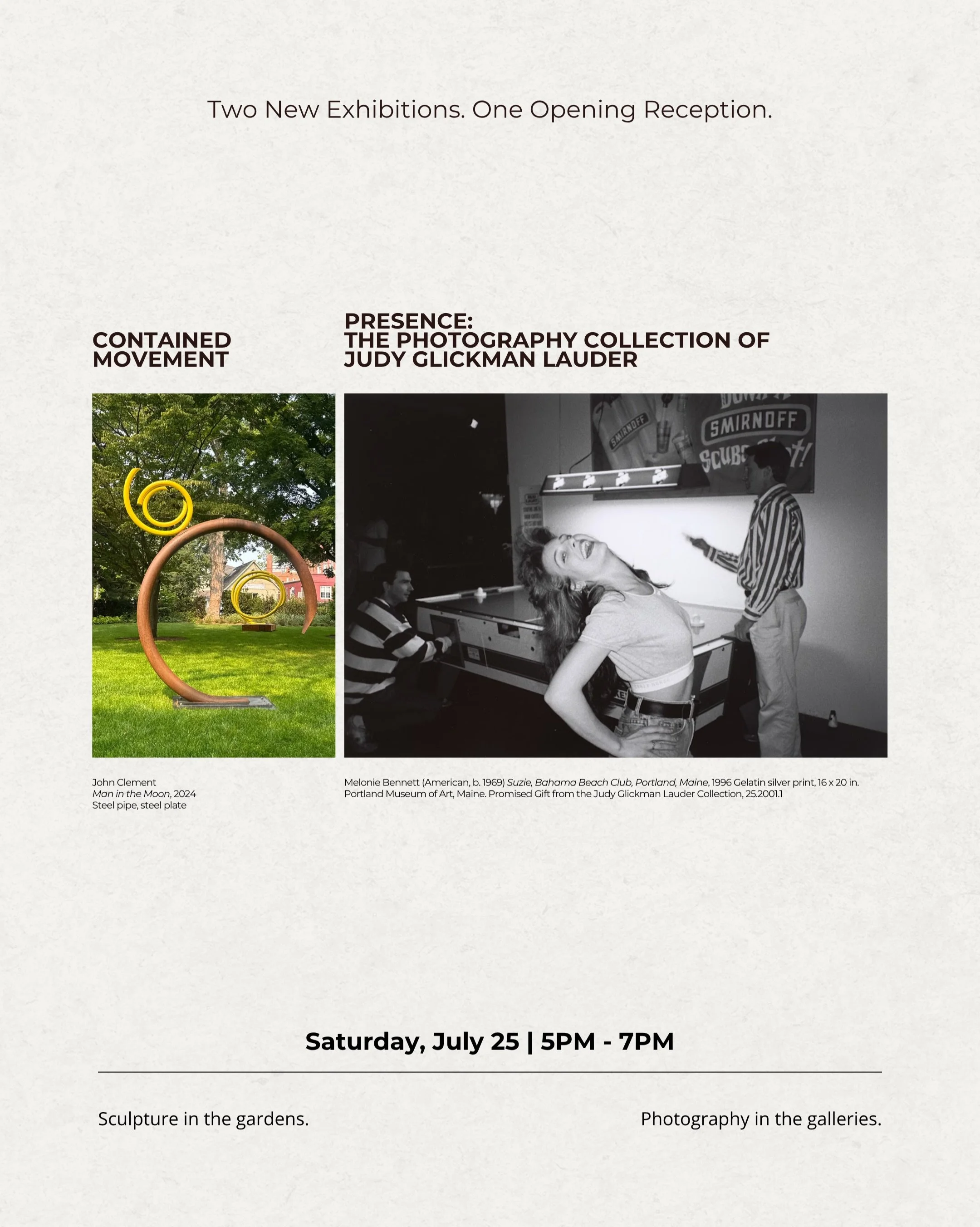 Tomorrow, we&rsquo;re excited to host the opening receptions for two new exhibitions at Southampton Arts Center! Join us on Saturday, July 25, from 5&ndash;7 PM for an evening celebrating art, community, and creativity.

🌼 Contained Movement invites