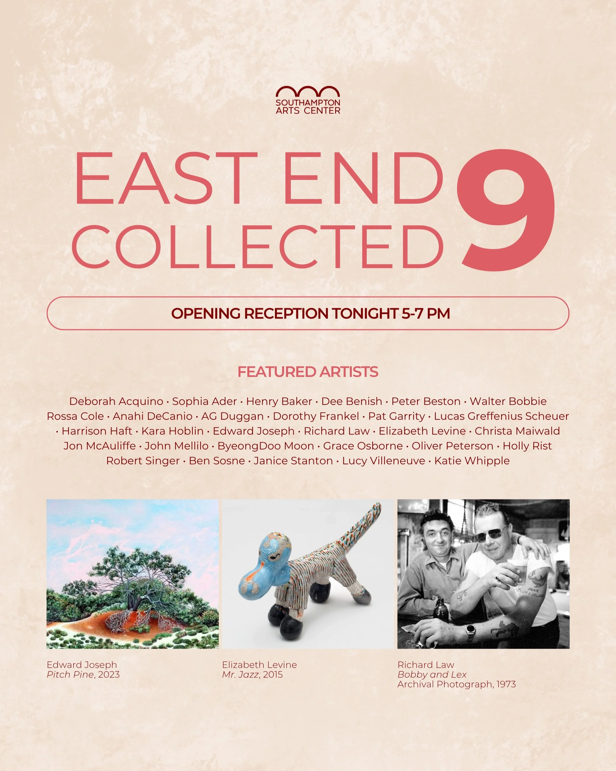 Tonight at SAC! Join us for the opening reception of EAST END COLLECTED from 5&ndash;7 PM and celebrate the incredible artists and creative community of Long Island&rsquo;s East End. 🎨

The exhibition brings together artists who live and work across