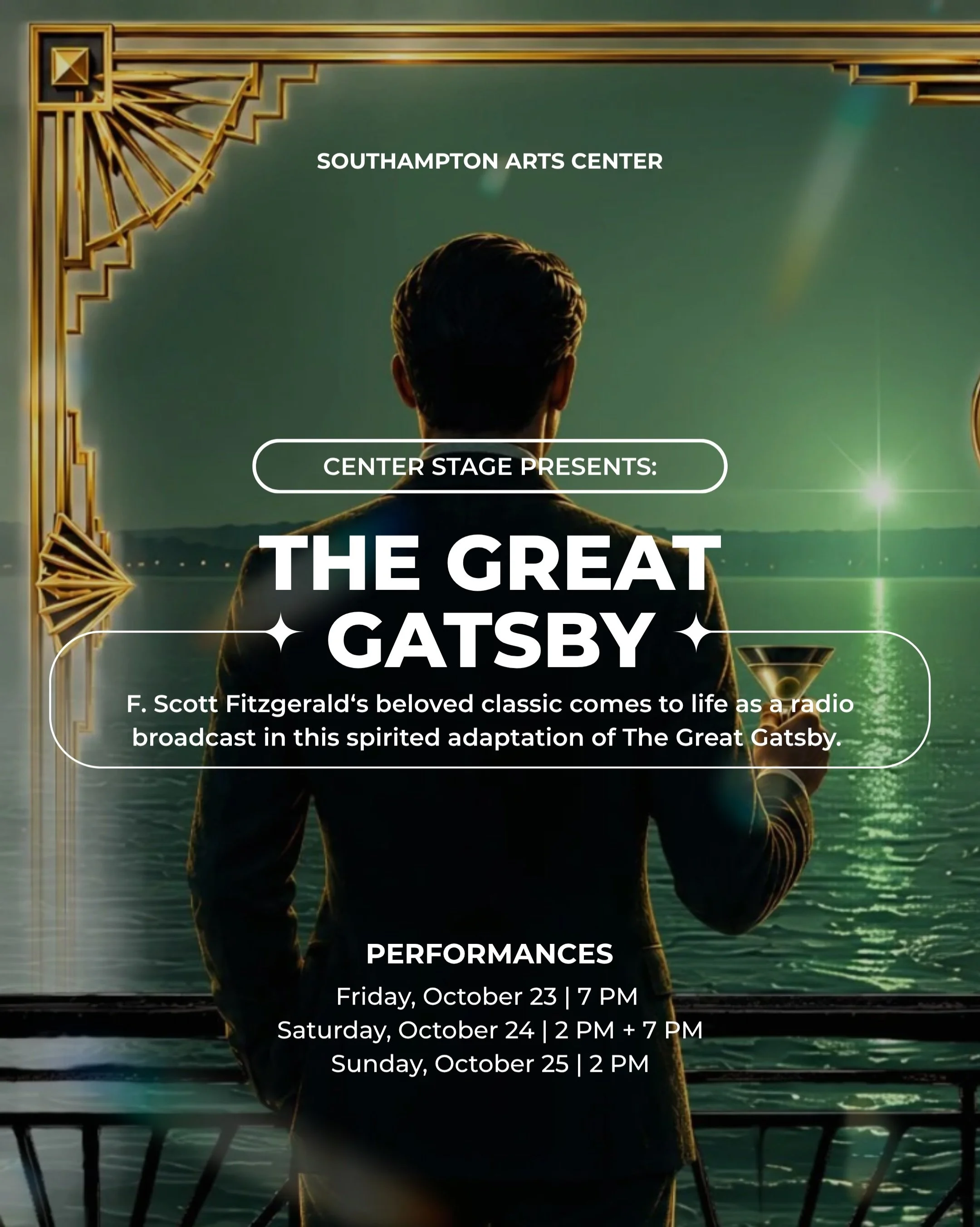 Step into the Jazz Age at Southampton Arts Center with The Great Gatsby, A Live Radio Play 🎙️✨

F. Scott Fitzgerald&rsquo;s beloved classic comes to life in this spirited radio adaptation, bringing more than two dozen characters to life through one 