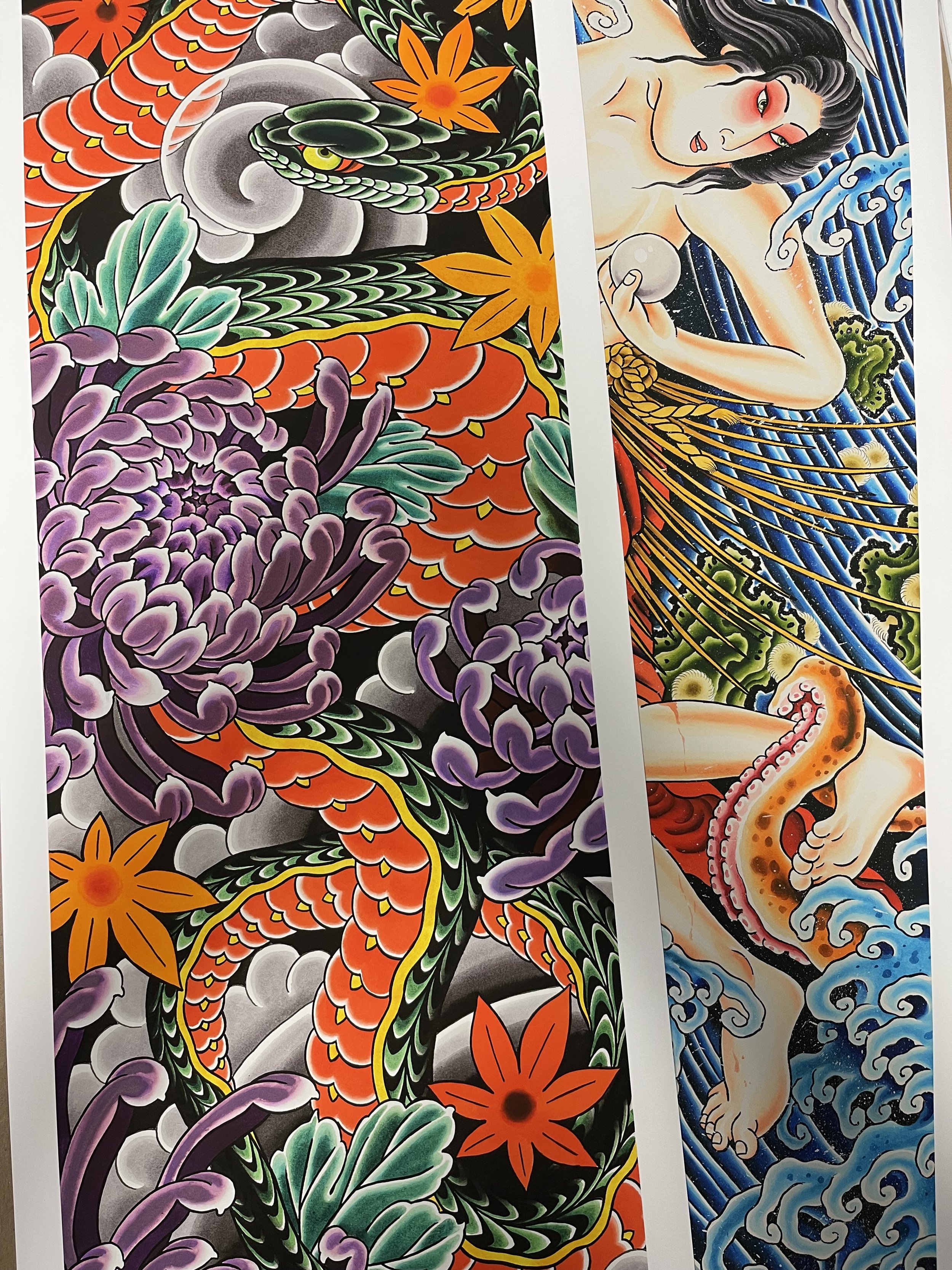 Large Snake & Flower Print