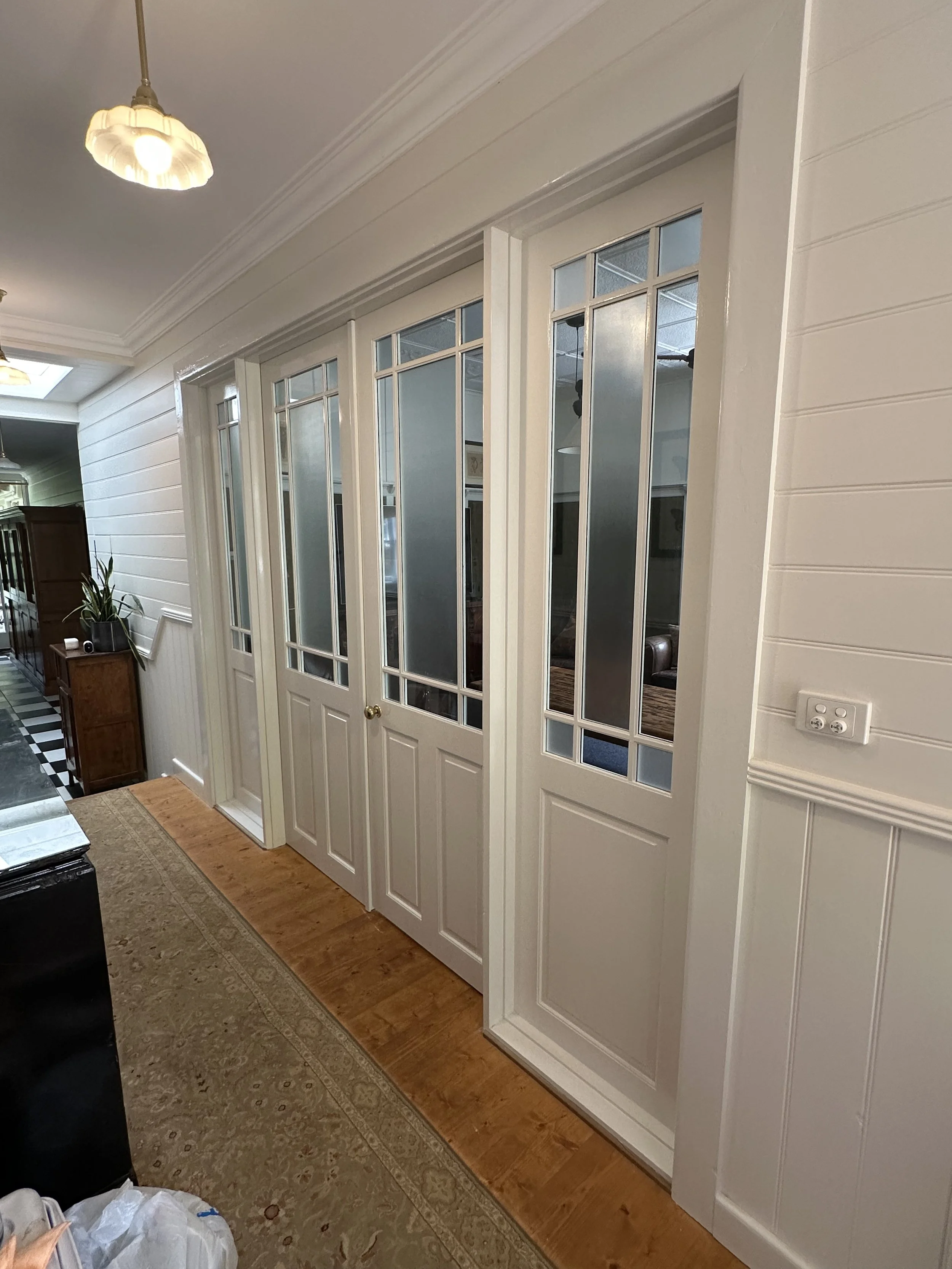 French doors restored and repainted in Hawthorn – premium preparation and finish by RRS Paint