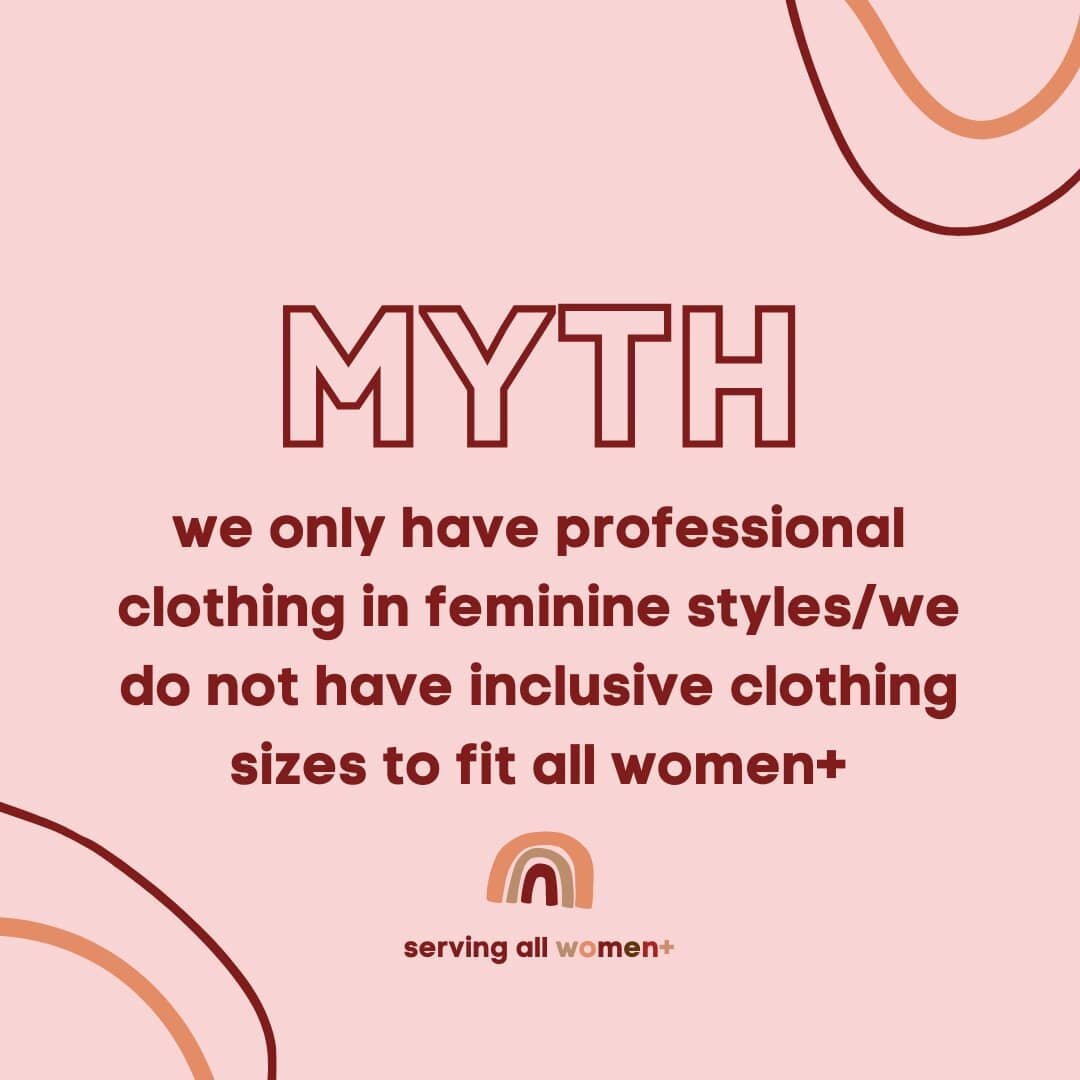 We're back with another helpful tip about our services in honor of #Pride Month! We want all women+ to feel comfortable, safe and satisfied with their options when visiting our boutique! 
. 
. 
✨Today's tip✨ 
MYTH: DFSA only has professional clothing