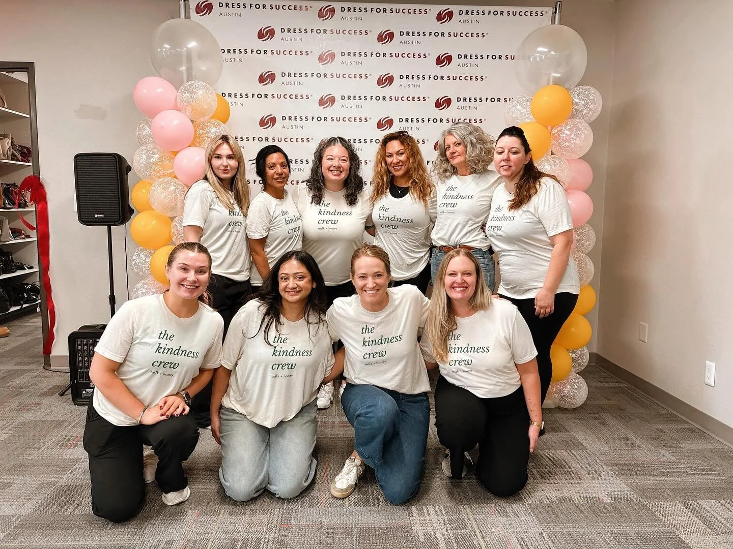 @milkandhoneyspa team spent last Friday volunteering with us for Donation Day ☀️ 
This group collected 2,025 pounds of clothes to empower women and saved them from going to the landfill. A huge thank you to those who consistently stop by on donation